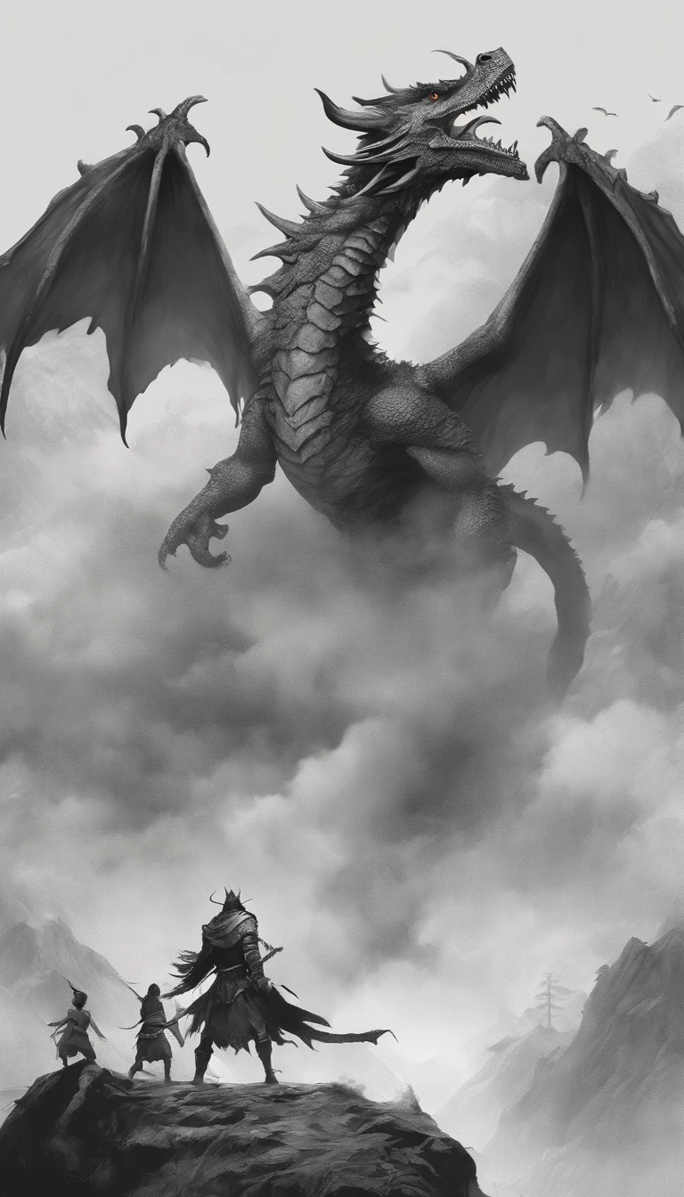 (Melhor qualidade,4k,high resolution,obra de arte:1.2),Extremamente detalhado,Gigantesco,Western Dragon,black dragon,immensity,Criaturas ferozes,aterrorizante,Escamas afiadas,cores vibrantes,atmosfera quente,tesouro,flying through the sky,overwhelming presence,envergadura majestosa,Olhar sinistro,Mythological creatures,mito