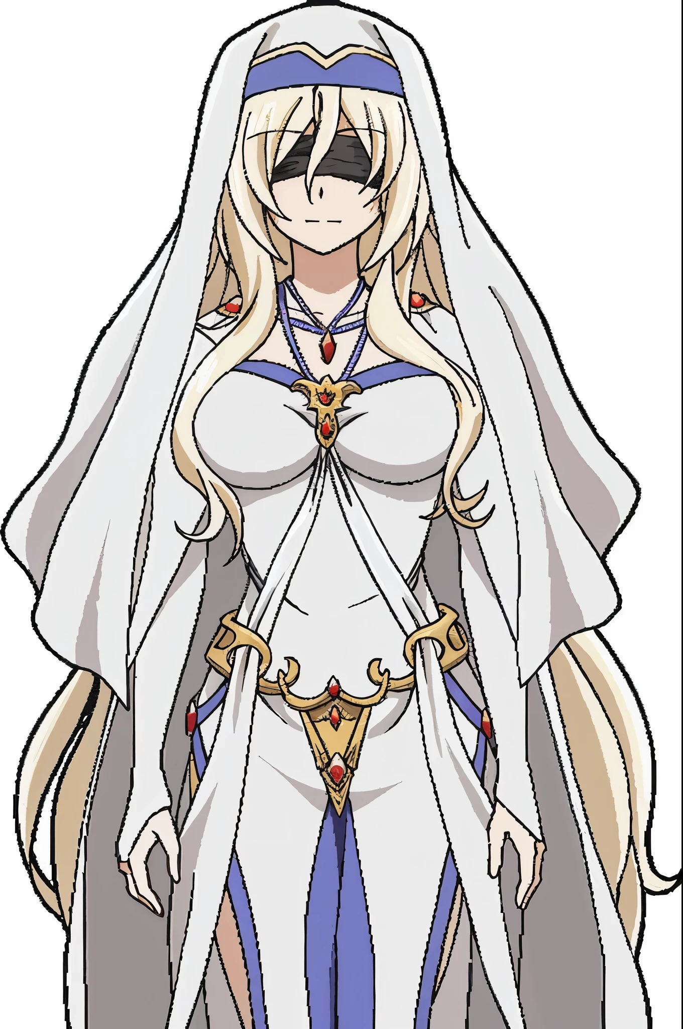 One wearing a white dress、woman holding sword and veil, portrait zodiac knight girl, zodiac knight girl, pretty female clergy, flowing white robe, anime goddess, dress like a priest, Princess "Kida" Kidargash, white and gold priestess robes, female clergy, priestess, Wearing opal armor, in white robe