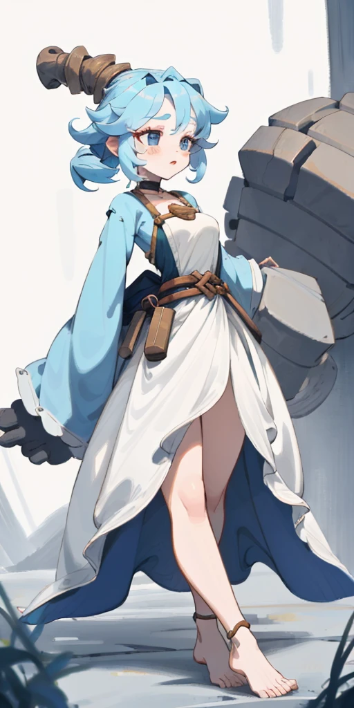 full-body close-up, female slave wizard
