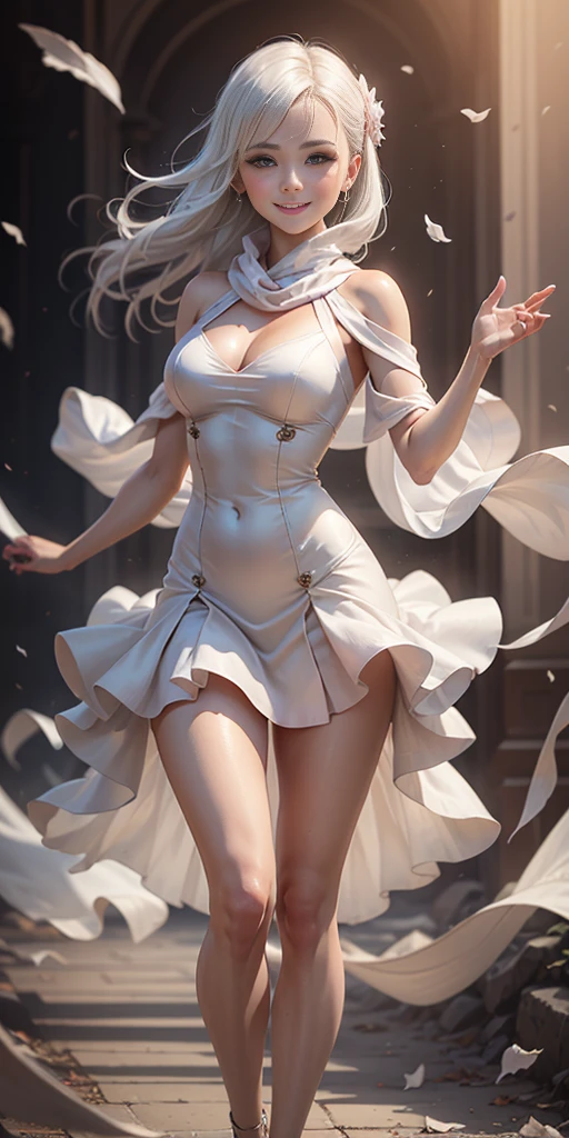 (Trend artstation, pixiv, anime style), an adult woman (28 years old), long hair with bangs, white hair with purple details (hair color: white with purple details) detailed body ((huge breasts, giant breasts, (large thighs, wide hips, thin waist)), wearing bands all over the body (color of the bands: white with red details) glued to the body, red eyes (red eyes, red iris), excited, crazy, sensual, sexy, sensual pose, concept art, anime style, reflection light, backlighting, cinematic lighting, high detail, surrealism, realism, hyperrealism, masterpiece, anatomically correct, super detail, high detail, high quality, award-winning, best quality, anime, ray tracing, pov, UHD, 8k,(hyperrealistic), (illustration), (high resolution), (8K), (extremely detailed), (best illustration), (beautiful detailed eyes), (best quality), (super detailed), (masterpiece), (wallpaper), (detailed face), solo, (dynamic pose), 1 girl, white wavy hair in the kitchen, Korean, heterochromic eyes, small moles under the eyes, ((apron)), large breasts, long legs, tightens the abdomen, (camel fingers), (black socks), (no panties), (no bra), (full body) --auto