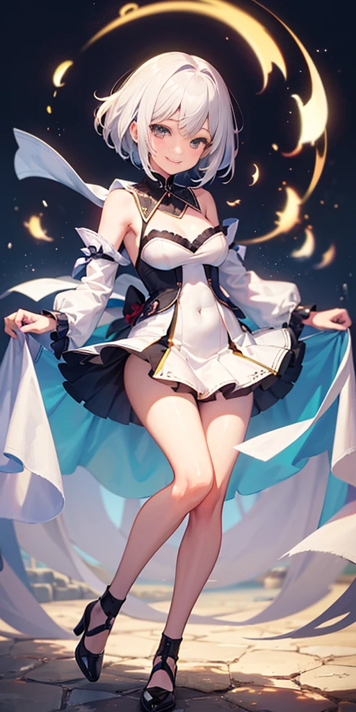 Short hair, navy hair, white roses, ornament hair, roses on her hair, maid, maid dress, maid headdress, maid apron, 1girl, white maid dress, jewelry, flowing hair, space scene, space scenery, maid dress with a short skirt and layers, navy laces, frills, black boots, black dress with transparency, gold details on her clothes, more details, perfectly body, perfectly hands, two hands, two legs, two arms, five fingers, glowing hair, best quality, cat ears, animal ears, alone, maid headdress, choker, detached sleeves, maid dress, maid black dress, masterpiece, best quality, detailed face, night, asymmetrical gloves, bangs, black short skirt , earrings, elbow gloves, fishnet thigh highs, fish masterpiece, solo, best quality, detailed face, gloves, hair between eyes, jewelry, looking at viewer, single earring, sky, solo, thigh boots, thigh highs, uneven gloves, solo, alone, Looking at the viewer, More details on the clothes, white roses on her hair, space scenery, maid, maid dress, gold details, maid headdress, maid apron, seat on the Saturn rings, more details on her clothes, gold details on her clothes, space, smiling, standing her hand to a viewer, looking at the viewer, in the background a several asteroids glowing with fiery auras, Dramatic lighting from distant stars and planets illuminates the scene, looking at the vast and mysterious universe, cowboy shot, upper body portrait, more details, sparkle,