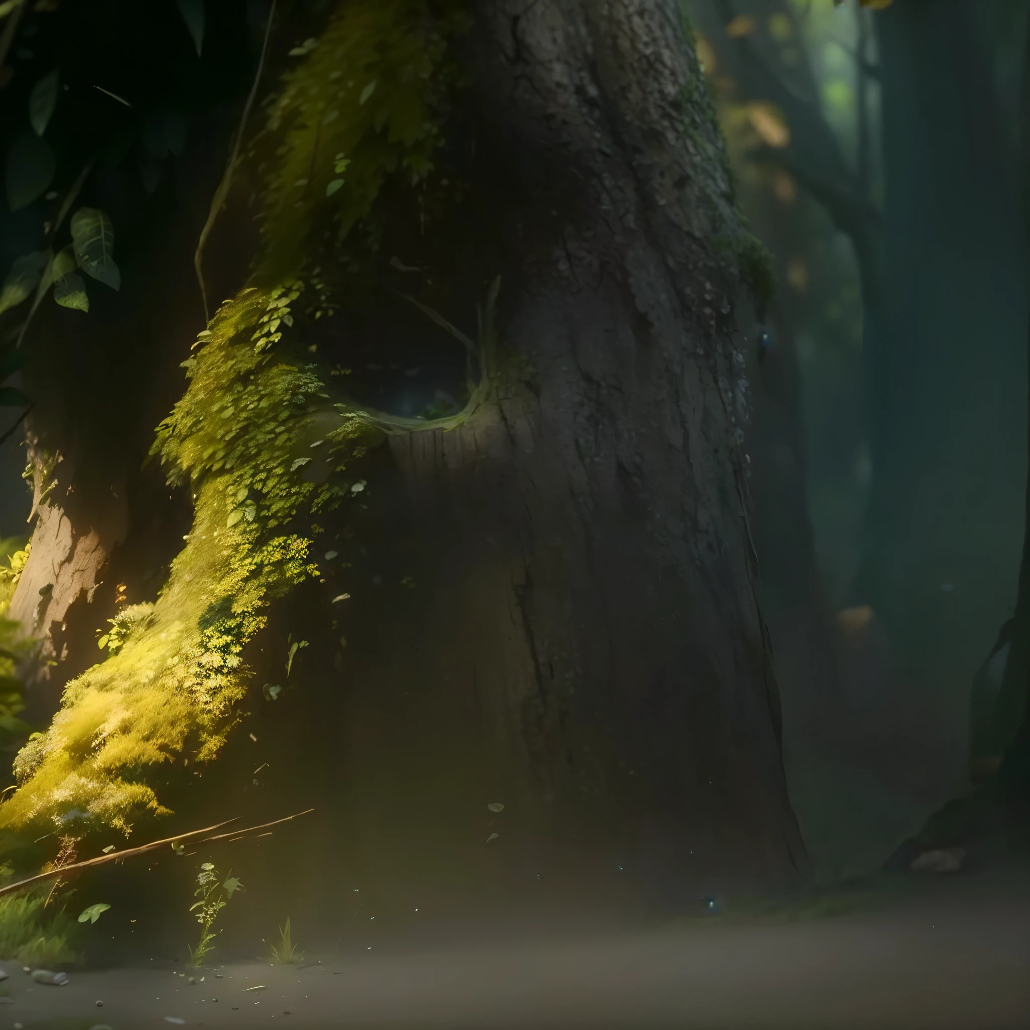 reality,Tree叶,moss,Tree,Light,fog forest