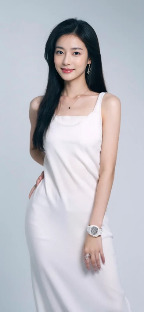 ((Perfect description:1.3)、(Complete Hand:1.3)、(Face it head on)、Realistic、RAW Photos、Tabletop、highest quality、High resolution、Delicate and beautiful、Perfect Face、Beautiful details、Fair skin、Real Humans、((Thin legs))、(Black Hair):1.2), 8k, 11 year old girl standing half-length, 85mm,公式AR RAW Photos, Super slim slender beautiful girl、Plain white camisole、Lower body nude、Exposing the groin or genitals、
