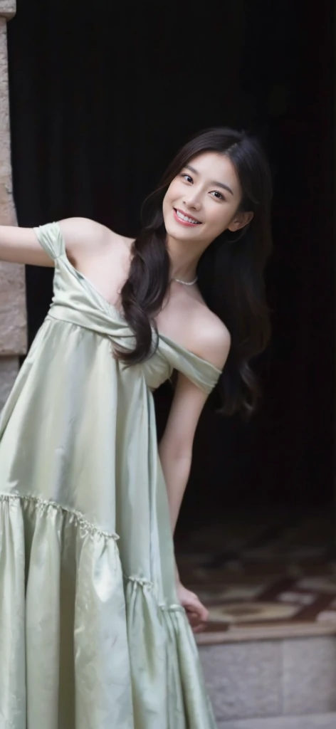 (on the table, best quality, realistically, Super detailed, meticulous, high resolution, 8k wallpaper), Close-up portrait of a beautiful woman, Chariada, smiling, light brown messy hair, Perfect dynamic composition, 美丽meticulous的眼睛, Just like the cover of a fashion magazine, On campus