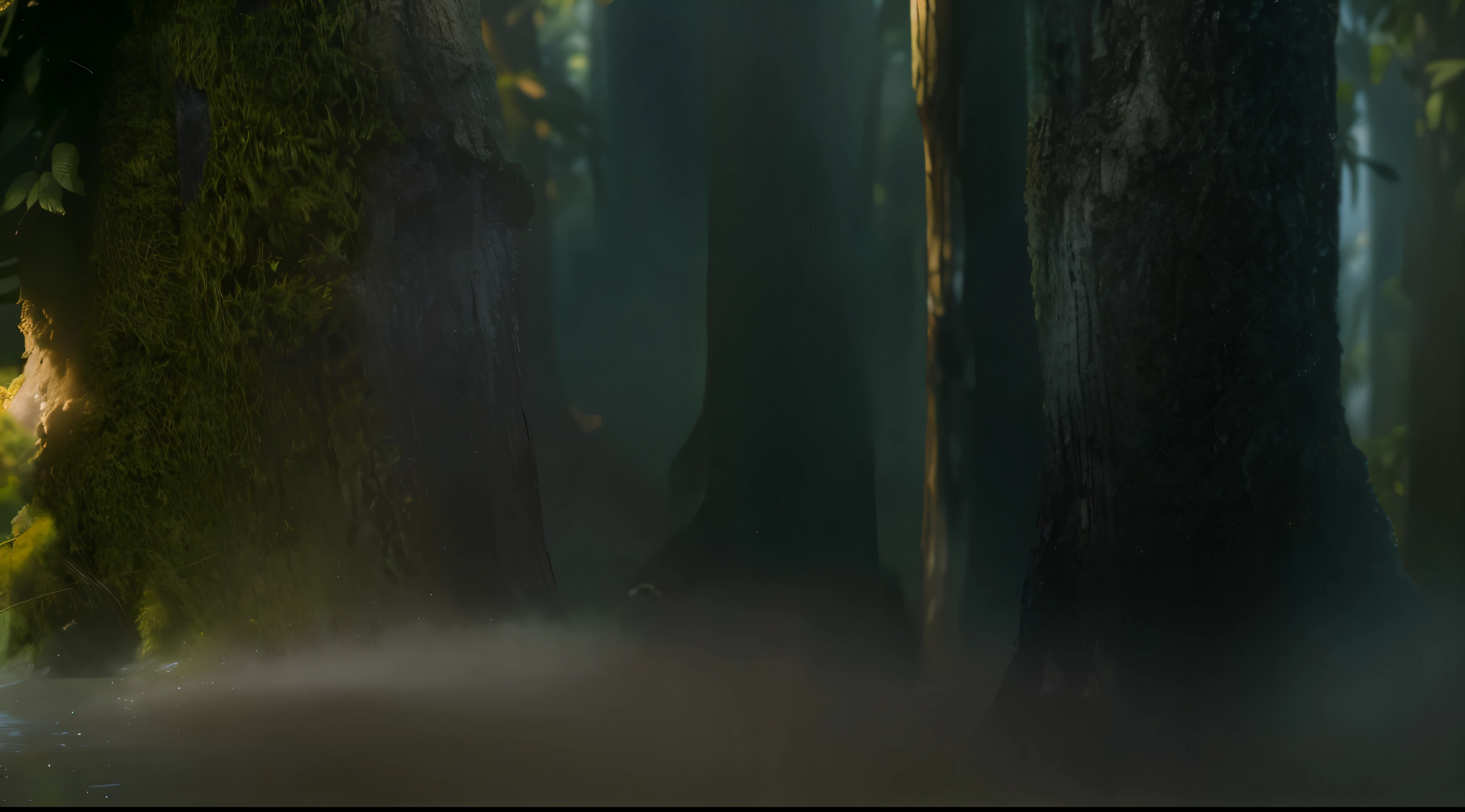 reality,Tree叶,moss,Tree,Light,fog forest,Cinematic quality,8k