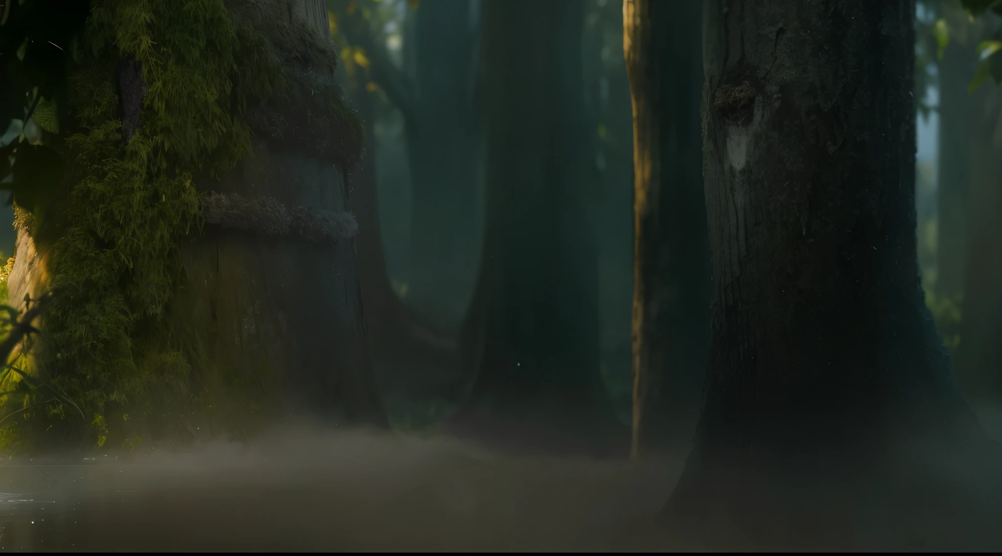 reality,Tree叶,moss,Tree,Light,fog forest,Cinematic quality,8k