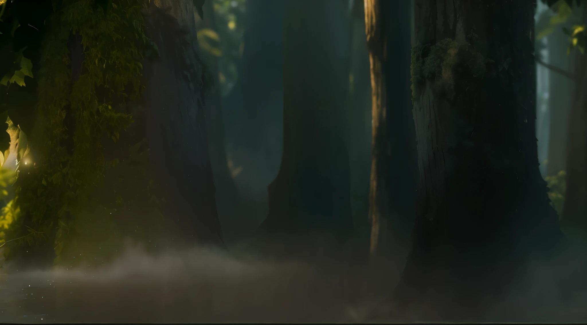 reality,Tree叶,moss,Tree,Light,fog forest,Cinematic quality,8k