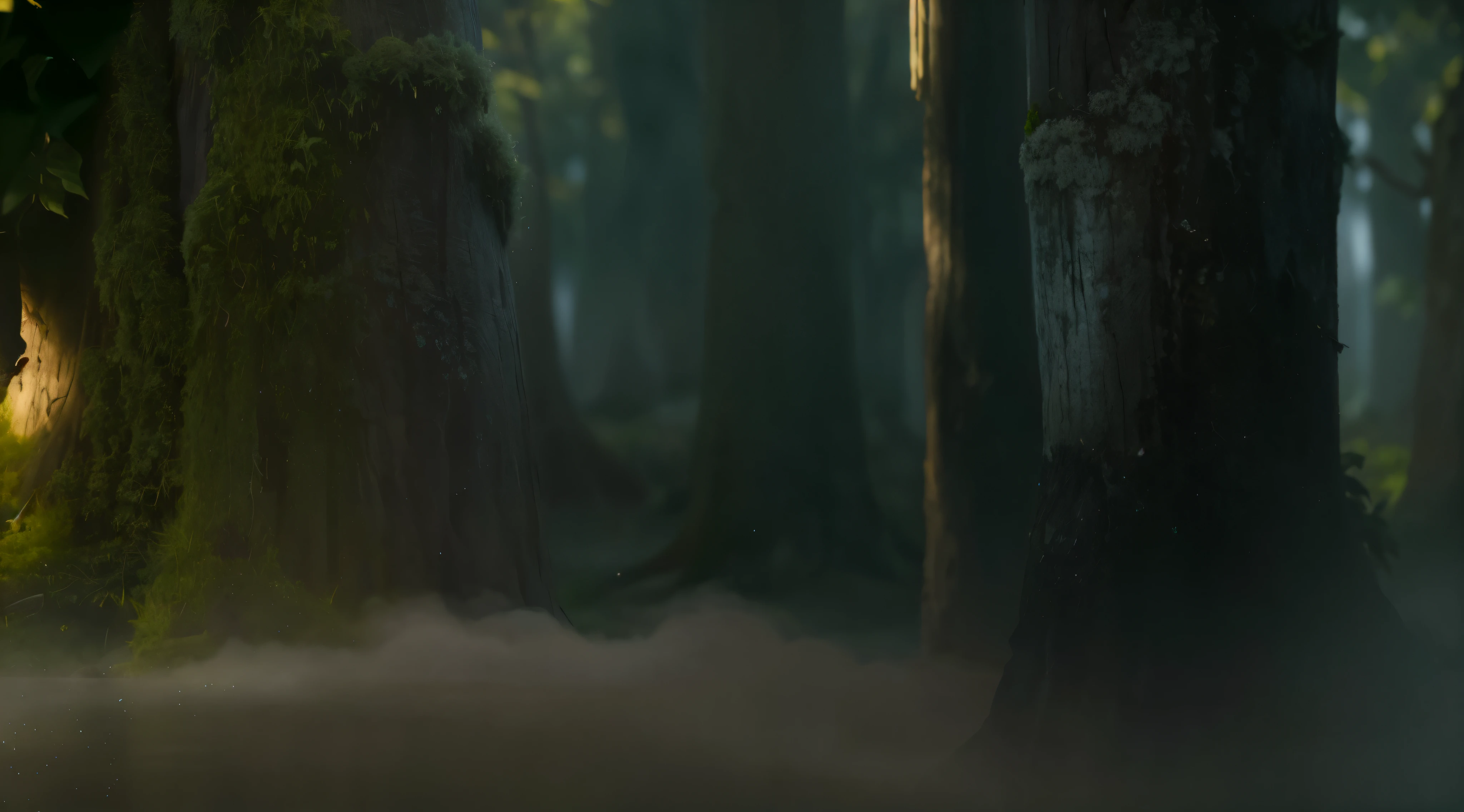 reality,Tree叶,moss,Tree,Light,fog forest,Cinematic quality,8k