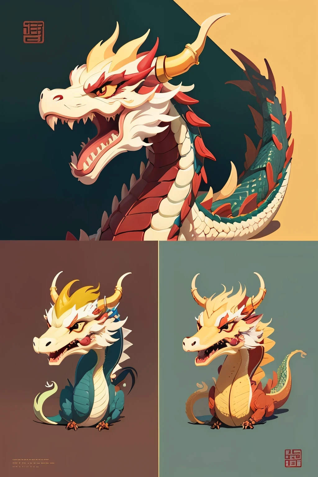 ((best quality)), ((masterpiece)), (detailed), perfect face dragon,Chinese dragon,Doll,mascot,IP design,line,Vector illustration style,flat style,dragon with tentacles