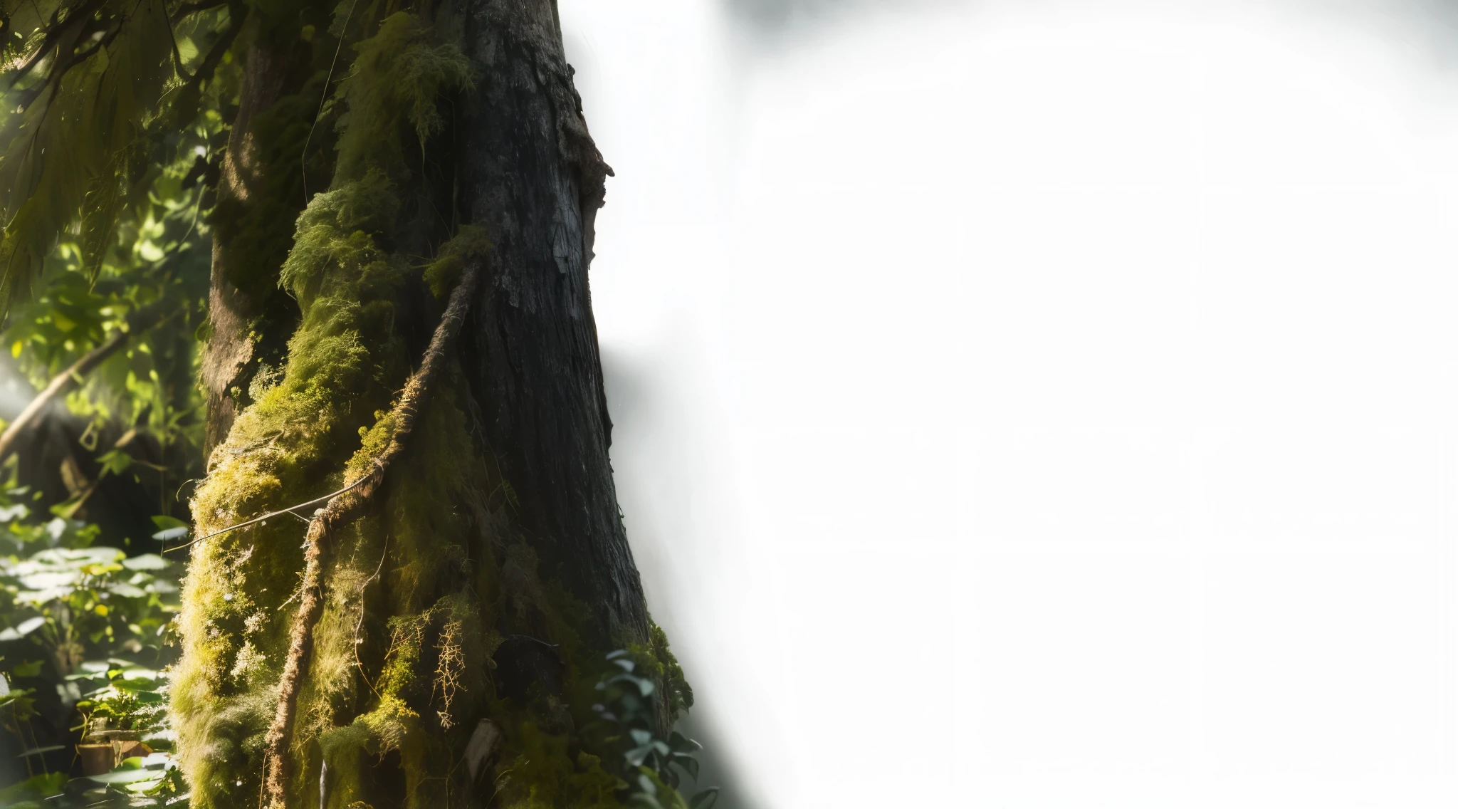 reality,Tree叶,moss,Tree,Light,fog forest,Cinematic quality,8k