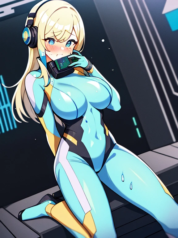 (Equestrian machine):1.3、乗馬マシーンにstraddle、straddle:1.3,Tubes and cables、holds the smartphone in her hand、(Interior of white cyberpunk futuristic space station)、1 girl、solo、full body painting、chest、Sweat、tears、heart-shaped pupil、Ahegao、Steamed body、(Golden hair):1.1,(White bodysuit):1.2、(Futuristic latex bodysuit space suit):1.1,headphone、V arm、(blush:1.3)
