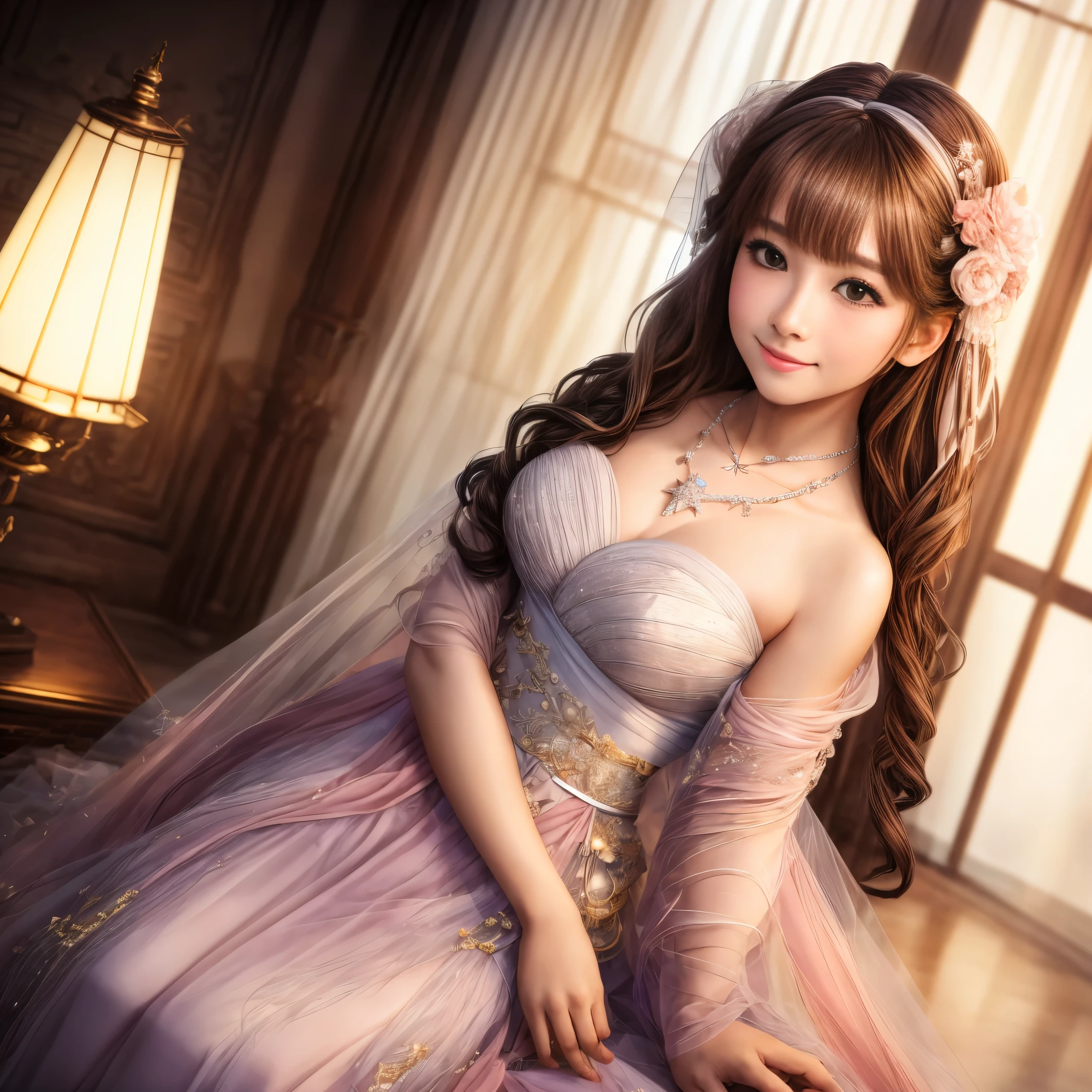 excellent quality, masterpiece, High Resolutiupon, 1 girl, blush, (enchanting smile: 0.8), star eyes, Chinese Hanfu, hair accessory, necklace, jewelry, beauty, upon_body, Tyndall effect, realism, shadow room, light edge, Two-tupone Lighting, (high detail skin: 1.2), 8k UHD, single lens reflex camera, soft light, high quality, volume lighting, candid photos, High Resolutiupon, 4k, 8k, background blur, Light tulle,