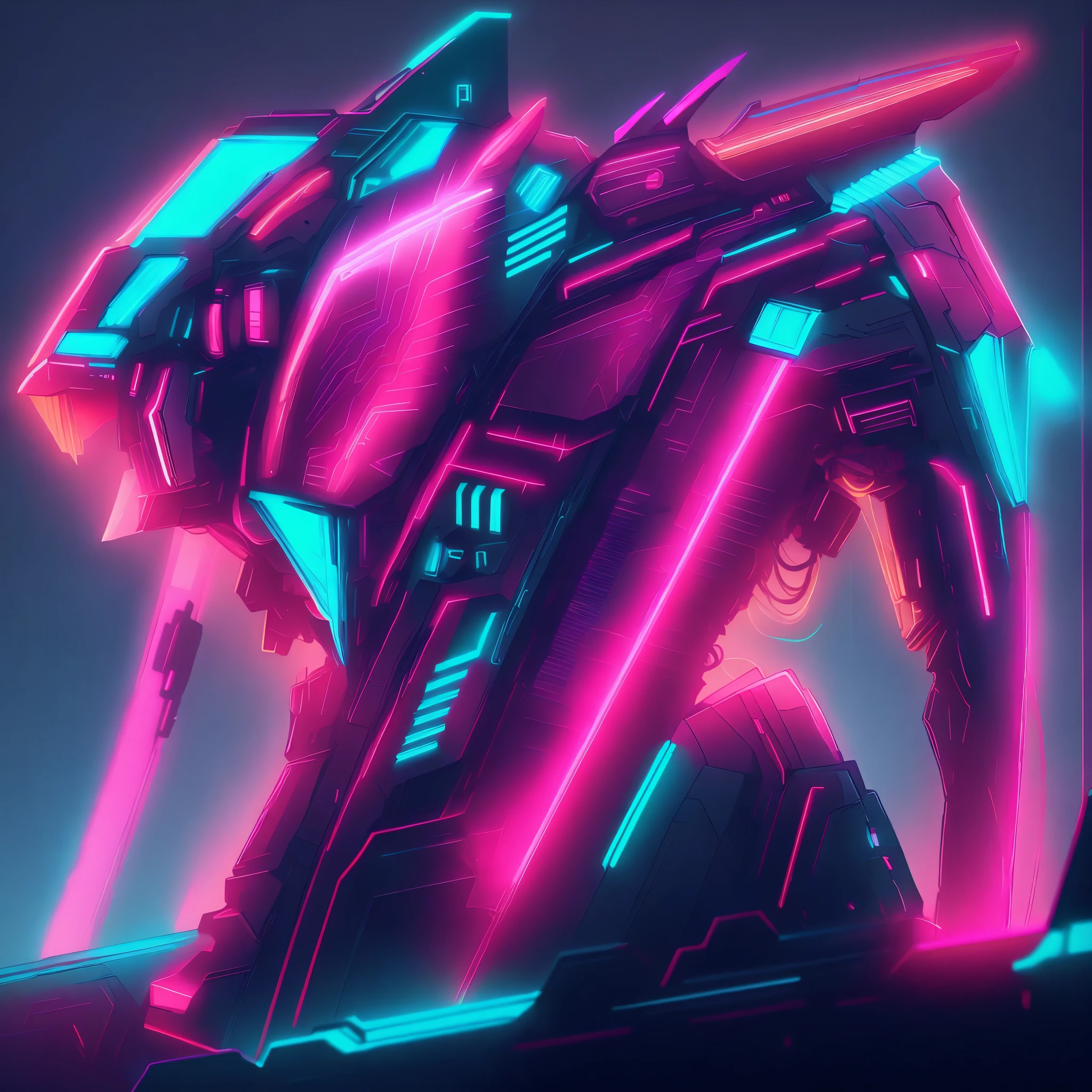 A neon image displaying "Cyber Hunter" with neon border around the text, (((no people))), Colors red yellow and orange,
