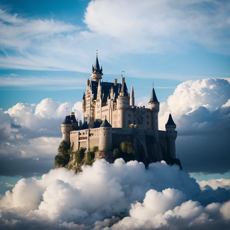 Castle amid clouds in the sky