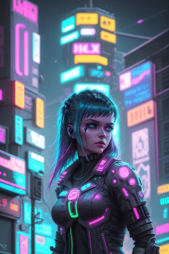 Neon City, Cyberpunk Lots of Details, Future, Bright Lights, Lots of Neat