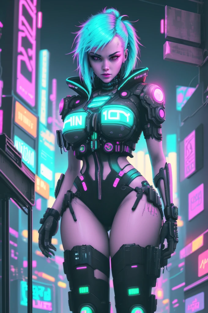 Neon City, Cyberpunk Lots of Details, Future, Bright Lights, Lots of Neat