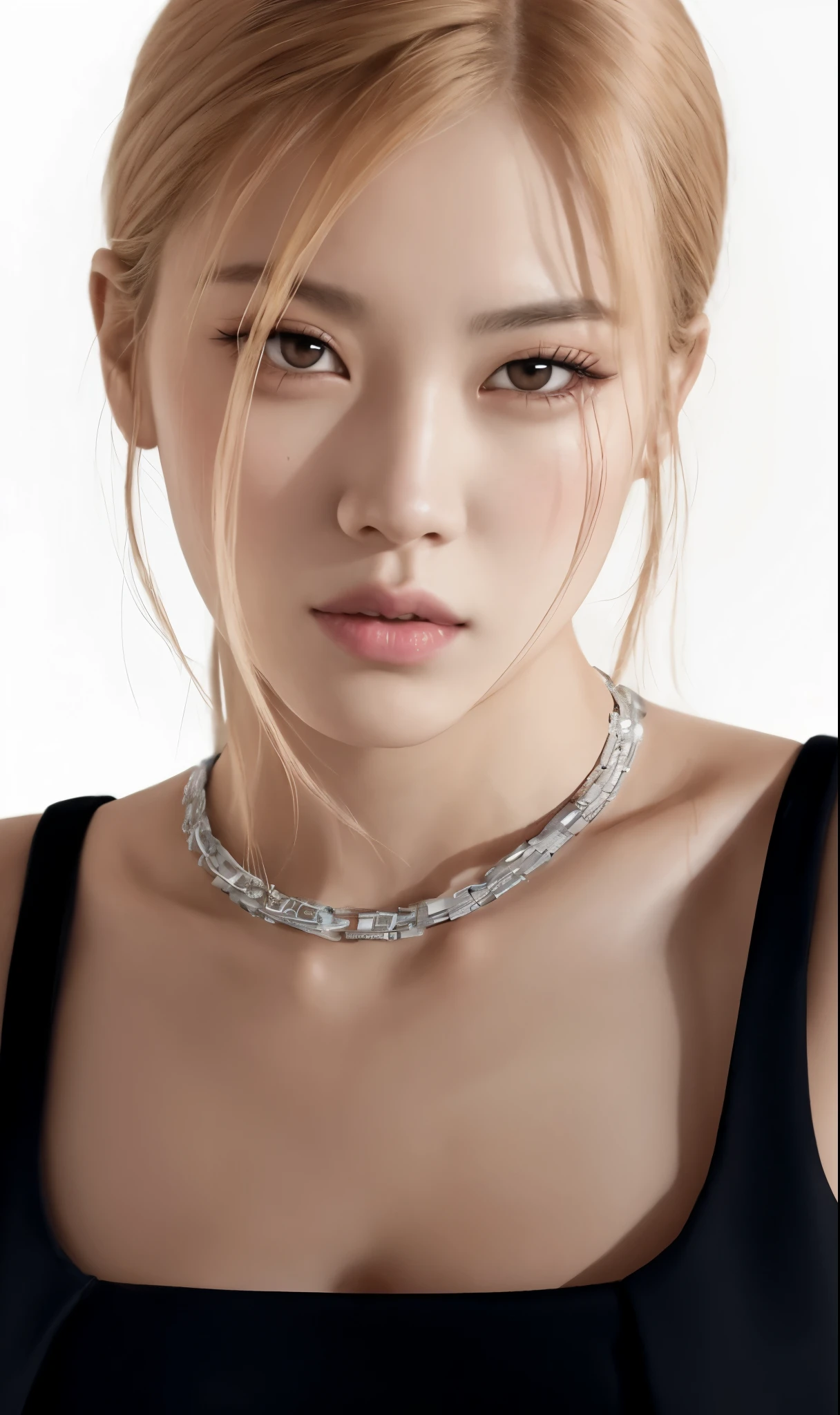 Un primer plano de una mujer con un collar en el cuello, parque roseanne de blackpink, portrait of jossi de blackpink, jossi de blackpink, jia, Lalisa Manoban de Blackpink, sol yunjoo, retrato de jisoo rosa negro, Lalisa Manobal, jisoo de blackpink, kim doyoung, Jisoo de Blackpink, heonhwa choe