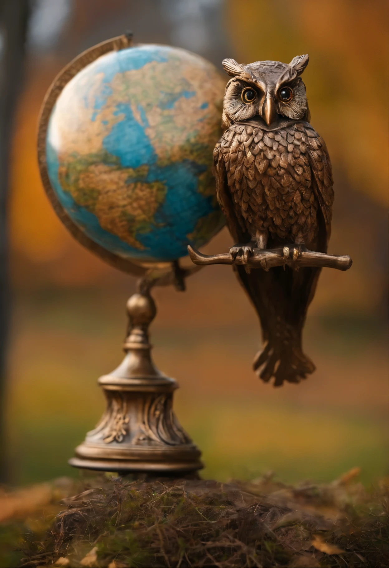 Scarecrow, an owl, globe, сова натянутая на globe