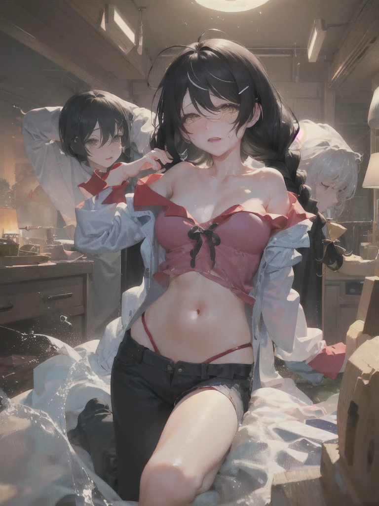 18-year-old、 (blush your nose, Naughty, body shot with half-open eyes]、Lots of love juice、pale pubic hair、full body shot,body piercing,spread your legs wide、head to toe shot、Squirting、I turned a little to the side、hips move up and down、chest moves up and down、I&#39;I&#39;I&#39;I&#39;m crying because it hurts、move your hips up and down violently、Ahegao、beneath&#39;deep waist、hips are on the floor、Tsubasa Hanekawa、her black hair is tied into two braids、Get fat&#39;chest of、her body is bound with rope、chest pressure.、sleeping face up on the bed、return one side to white&#39;eyes and fainting、please put your hands on your head、stand on one leg、No modification、uncut、