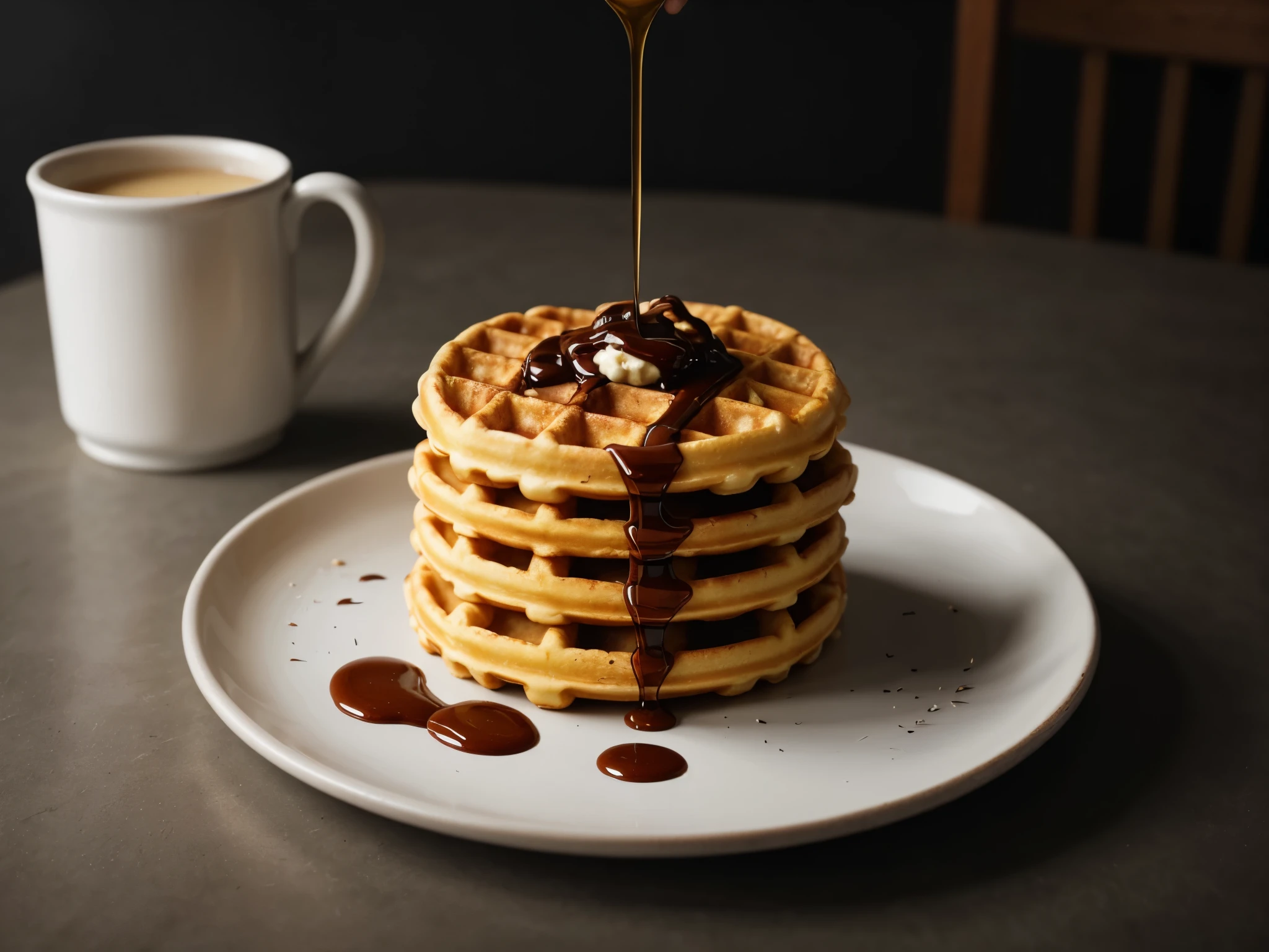 original photo, waffle, foodphoto, professional colorgraded, soft shadow, There no contrast, Clear and sharp focus, foodphoto,