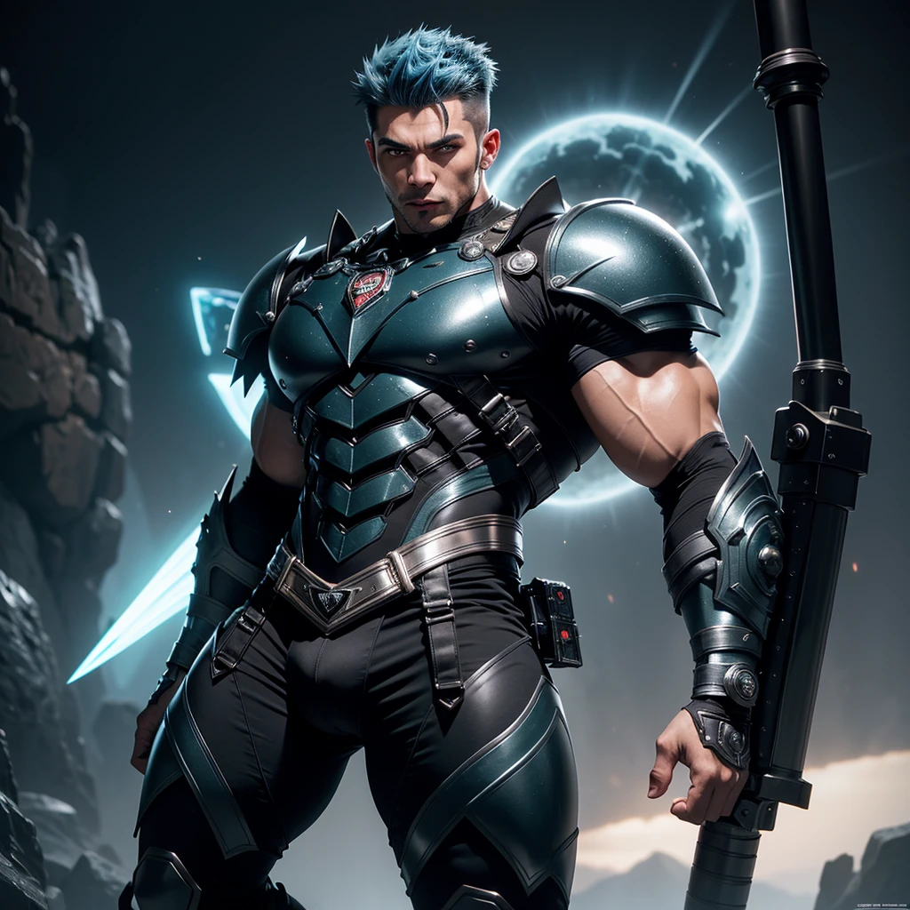 muscular vampire, mexican wrestler, black bat, archaeological floating metallic black dungeon circuit lights effects, rocket rock dirt covered moss, cropped cut, faux hawk, icy blue hair, manly kawaii moe babyface alpha male seeker rescue pull-ups to show hairless armpit, perfect eyes, futuristic robotics tactical worry suits and boots on a shirtless creamy muscular body, majestically straddling a huge shaft of manhood, raise crotch sky high, raise buttocks, legs muscular and manly alpha male elastic board, meaty thigh, solo, trending on pixiv, kawaii moe high resolution animated 8K
