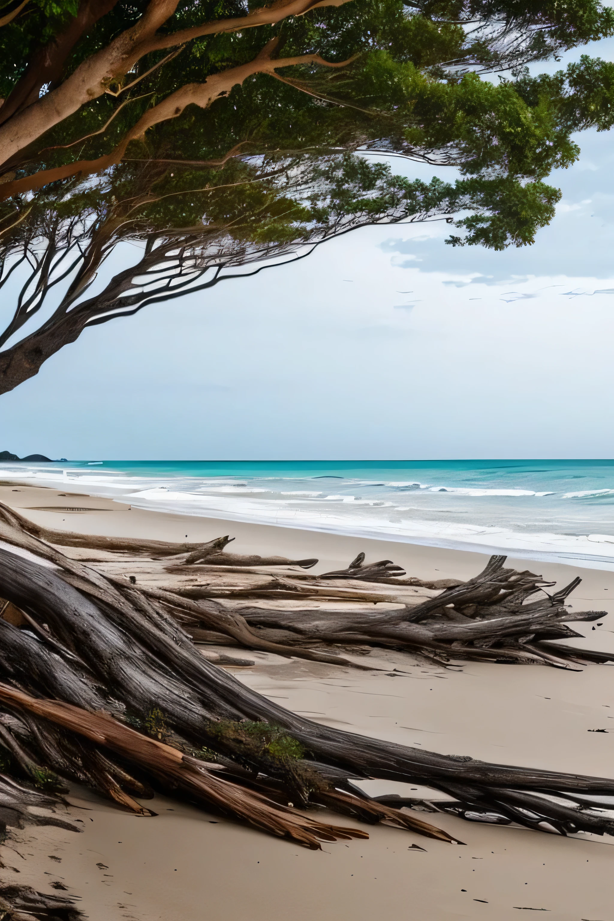 trees that have been washed up on the beach by the ocean, unfinished roots of white sand, incredibly beautiful, by Richard Gruelle, beach trees in the background, breath taking, breath taking beautiful, driftwood, enigmatic natural beauty, beautiful and ominous, gnarly trees, stunning photograph, old trees, surreal!!!, beautiful! coherent!, unbelievably beautiful, stunning sight