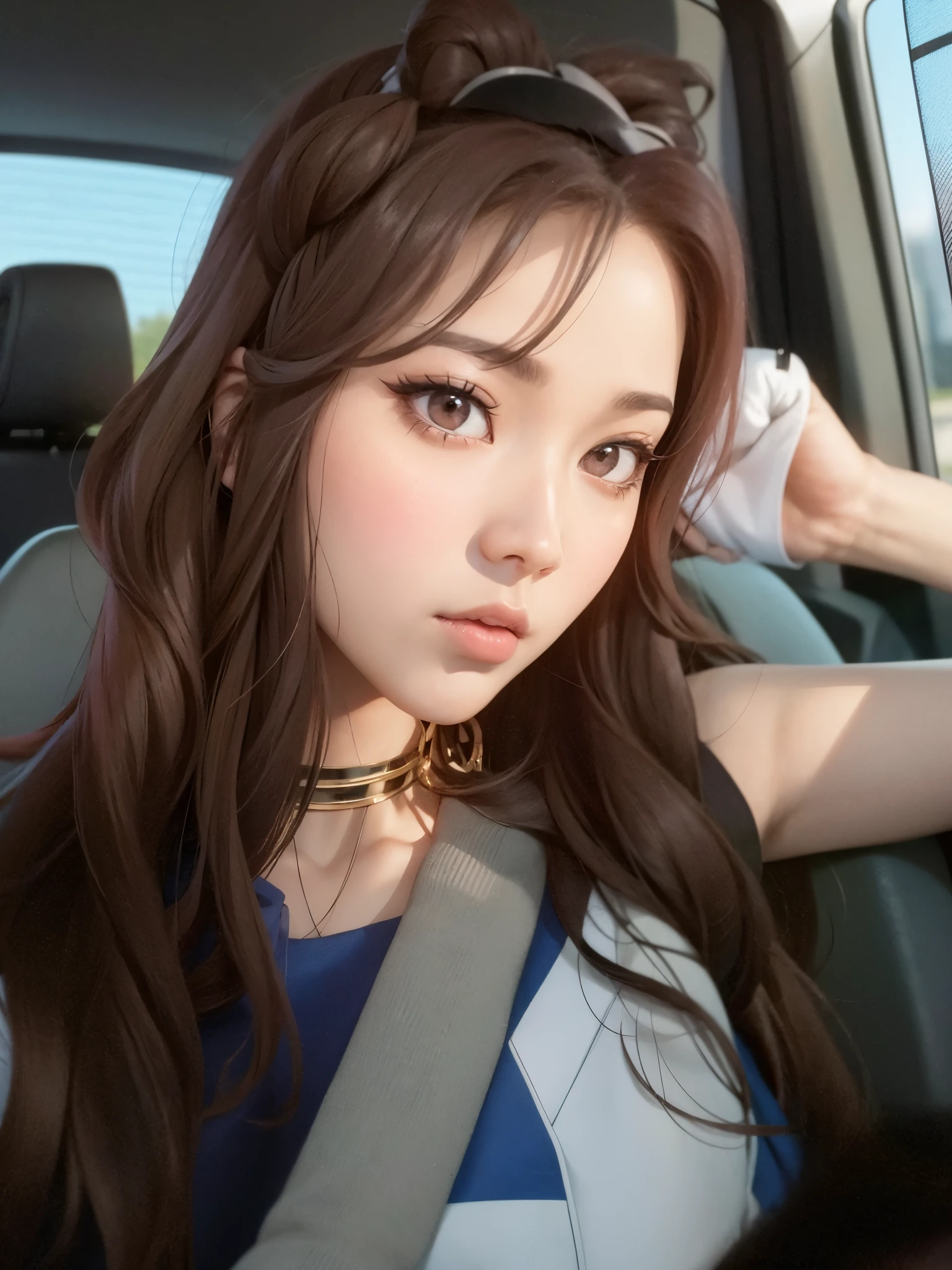 Araffe woman with long brown hair sitting in a car., sol yunjoo, heonhwa choe, jinyoung shin, aparcar desde-min, jaeyeon nam, jisoo de blackpink, Jisoo de Blackpink, ulzzang, parque roseanne de blackpink, Hwang se - es, lee ji - eun, lee ji-eun, tzuyu de dos veces