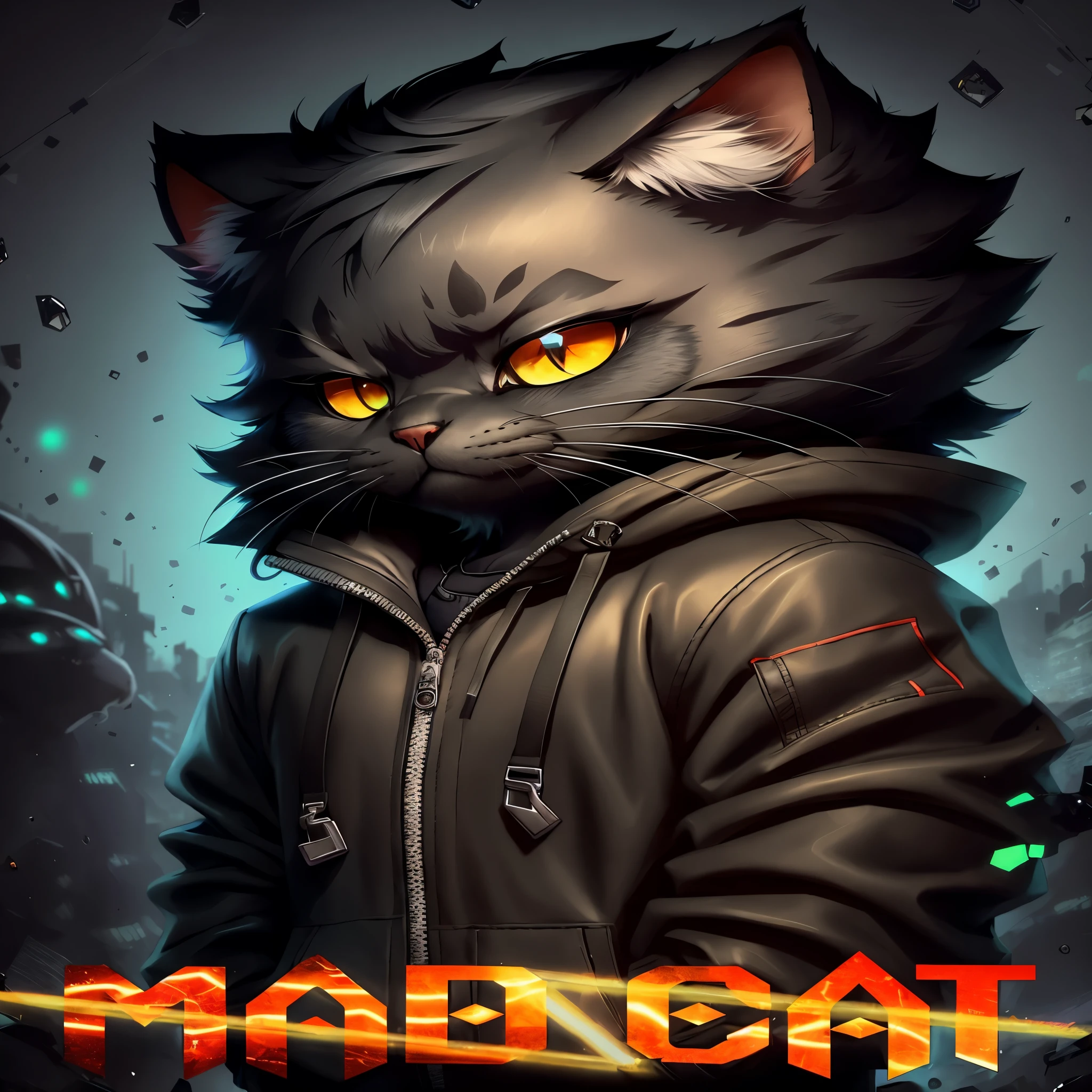 there  a cat that  wearing a jacket and a hoodie, furry character portrait, furry digital art, cyberpunk cat, very very beautiful furry art, badass anime 8 k, cute detailed digital art, realistic anime cat, furry art, furry art!!!, cat furry, anime cat, warrior cats fan art, anime art wallpaper 4 k, anime art wallpaper 4k