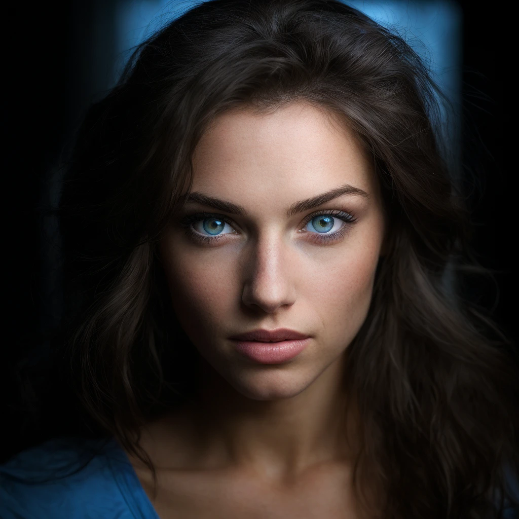 arafed woman with blue eyes and long hair posing for a picture, 7 0 mm portrait, 60mm portrait, cinematic headshot portrait, beautiful portrait lighting, portrait of a beautiful model, medium portrait soft light, soft portrait shot 8 k, photo of a beautiful woman, medium portrait top light, portrait soft low light, gorgeous face portrait, realistic face moody lighting
