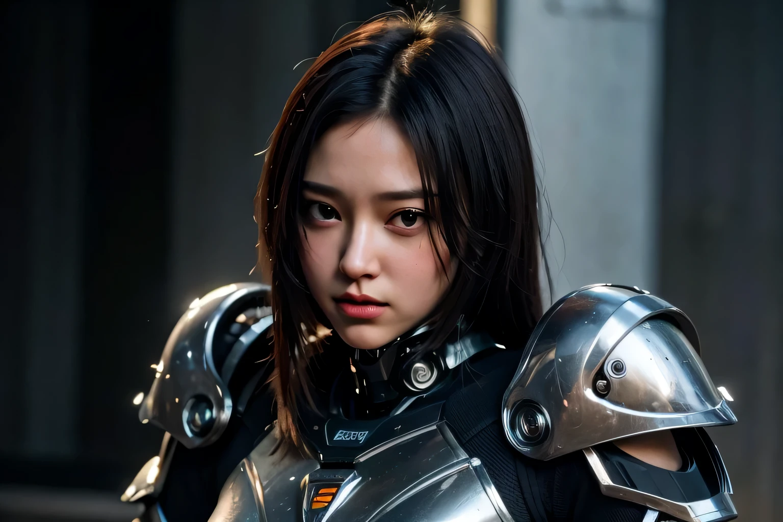 a close up of a woman in a costume with a gun, beutiful girl cyborg, girl in mecha cyber armor, armor girl, beutiful white girl cyborg, girl in knight armor, cyborg girl, cute cyborg girl, cyborg - girl, bikini armor female knight, wearing techwear and armor, beautiful armor, stunning armor, young lady cyborg, female cyborg