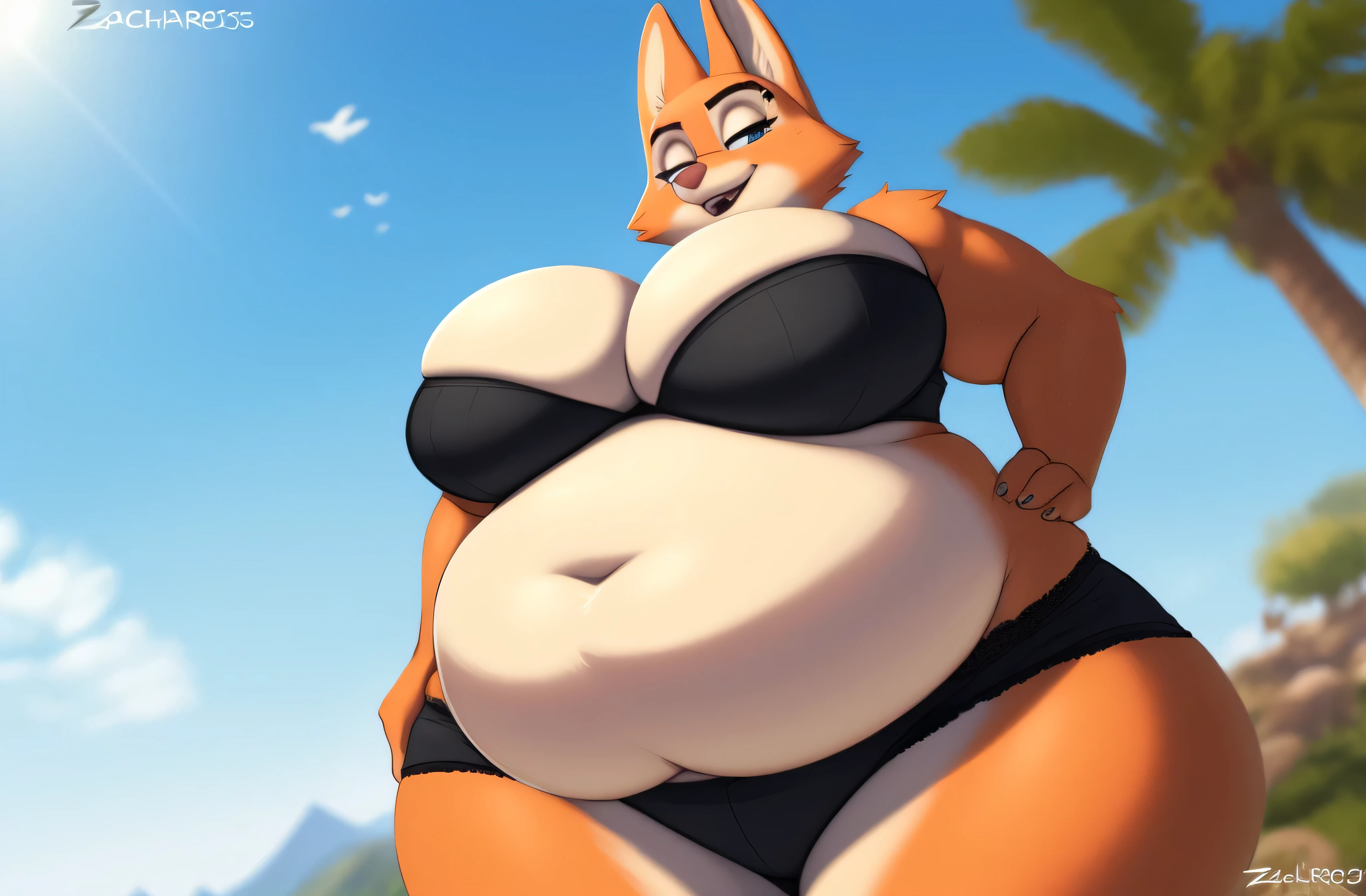 por Zackary911, Diane Foxington, antropo, Bunda grande, Sozinho, no , Curvy, muito gordo, (quadris largos:1.3), coxas enormes, grossas e macias, SSBBW, very fat flabby arms, realistic lighting, High detail, qualidade hd, rosto detalhado, Sombreamento realista, rolos de gordura, massive size, gigantescos enormes  transbordando de gordura, massive cleavage, Pesado, plussize, everything is fat, textura macia, olhos grandes bonitos, semi-realista, Dynamic angle, pattern clothes, Super Obeso, corpo pastoso