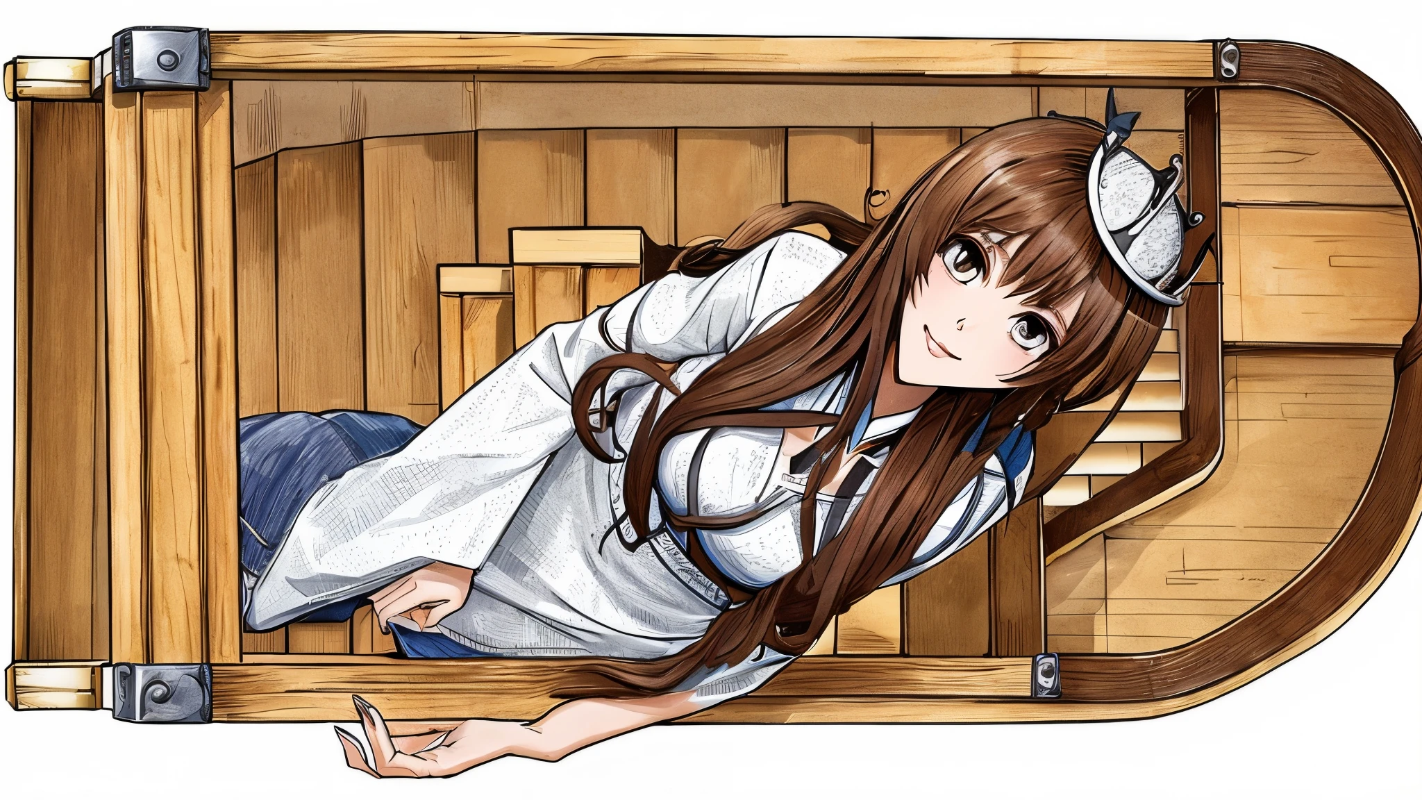 the spiral staircase of the keyboard,where you are getting off,best quality,queen,High resolution,illustration,latest cute anime,solo,brown,long hair,beautiful girl,crown,covered,