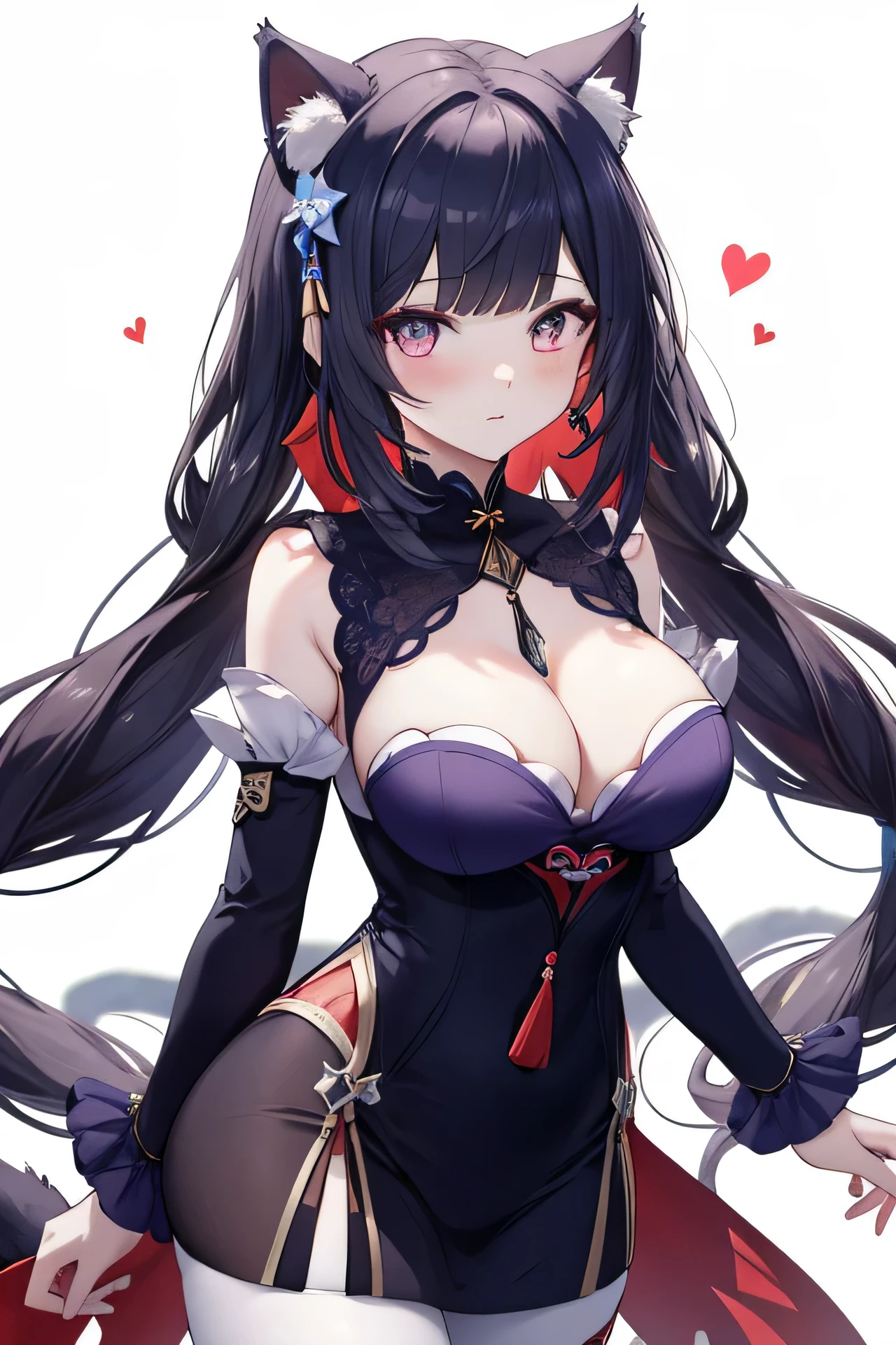 ((masterpiece)), ((highest quality)), ((8k)), High resolution, 1 girl, Cat ear, white skin, big breasts, Genshin Kan-un,