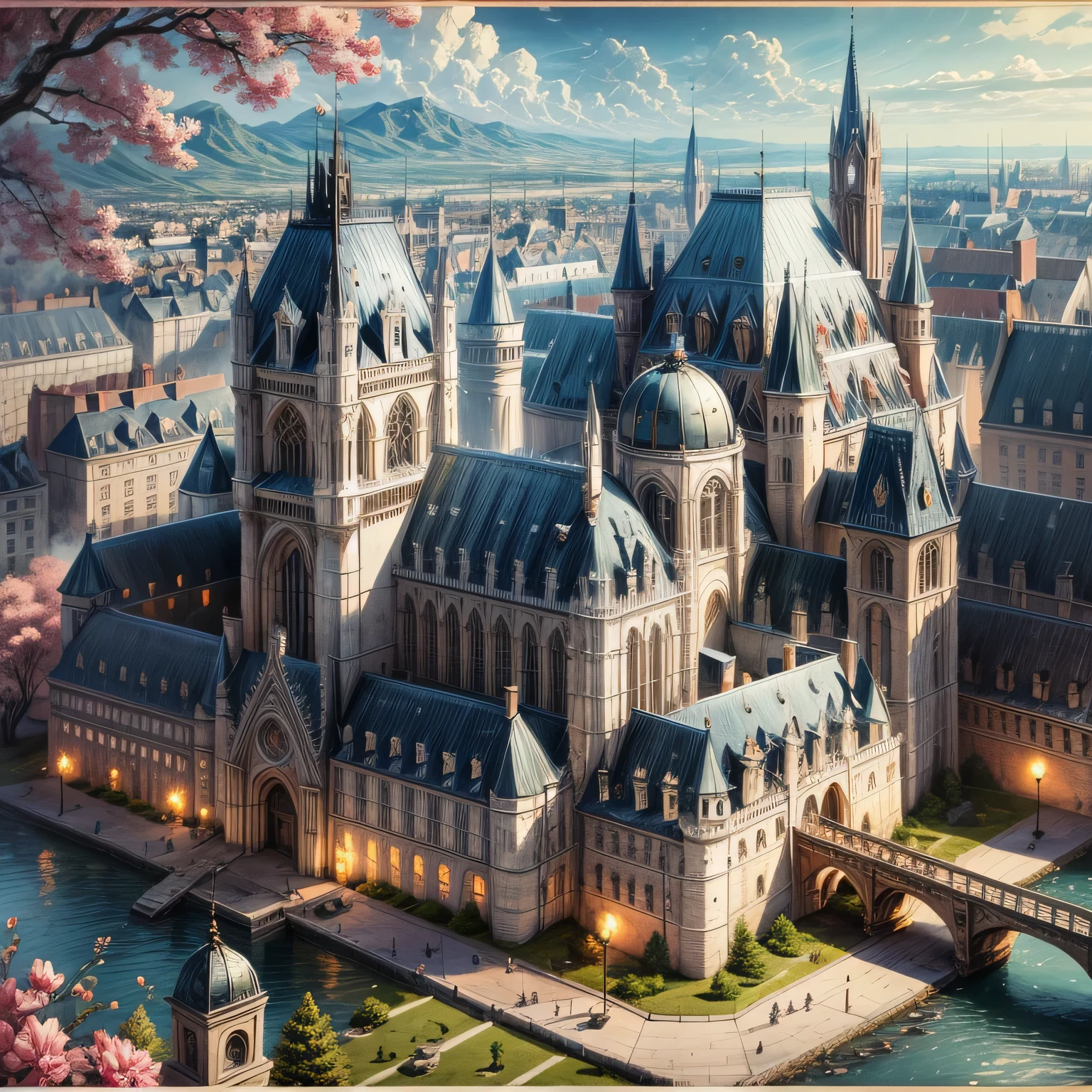 carte de RPG Maker MV, Medieval, Best quality, RPG, Maisons, castle, des rues, caserne, 2D, environnement radieux, fantaisie
