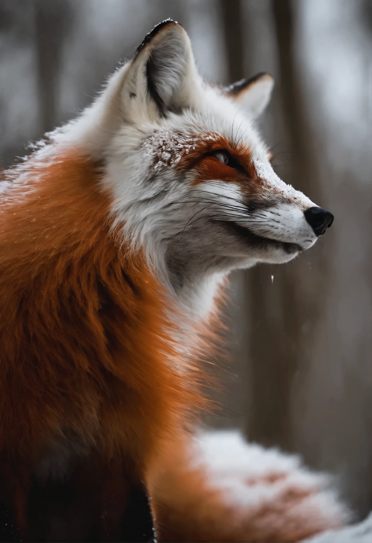 Аниме стиль, макото шинкай, Lisa, contact me, fox tearing meat, fox fur covered in blood, evil fox, fox tears monster
