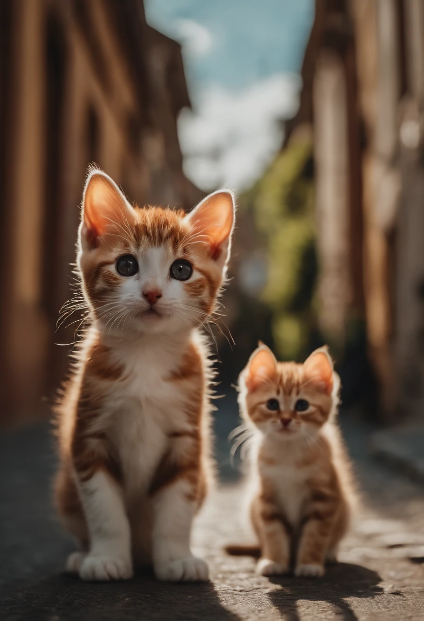 I have two kittens, a cute little cat, cute kittens, Cutest, Incredibly cute, Adorable and cute, And cute and lovely. They are walking down the street with backpacks, Walking together, commute, Proudly walk down the street, And the cat walking. They are cute in the style of 🍂 and 🍁, Adorable and cute, Cute and adorable, oh, nice and cute. They are known as real-life Tom and Jerry.