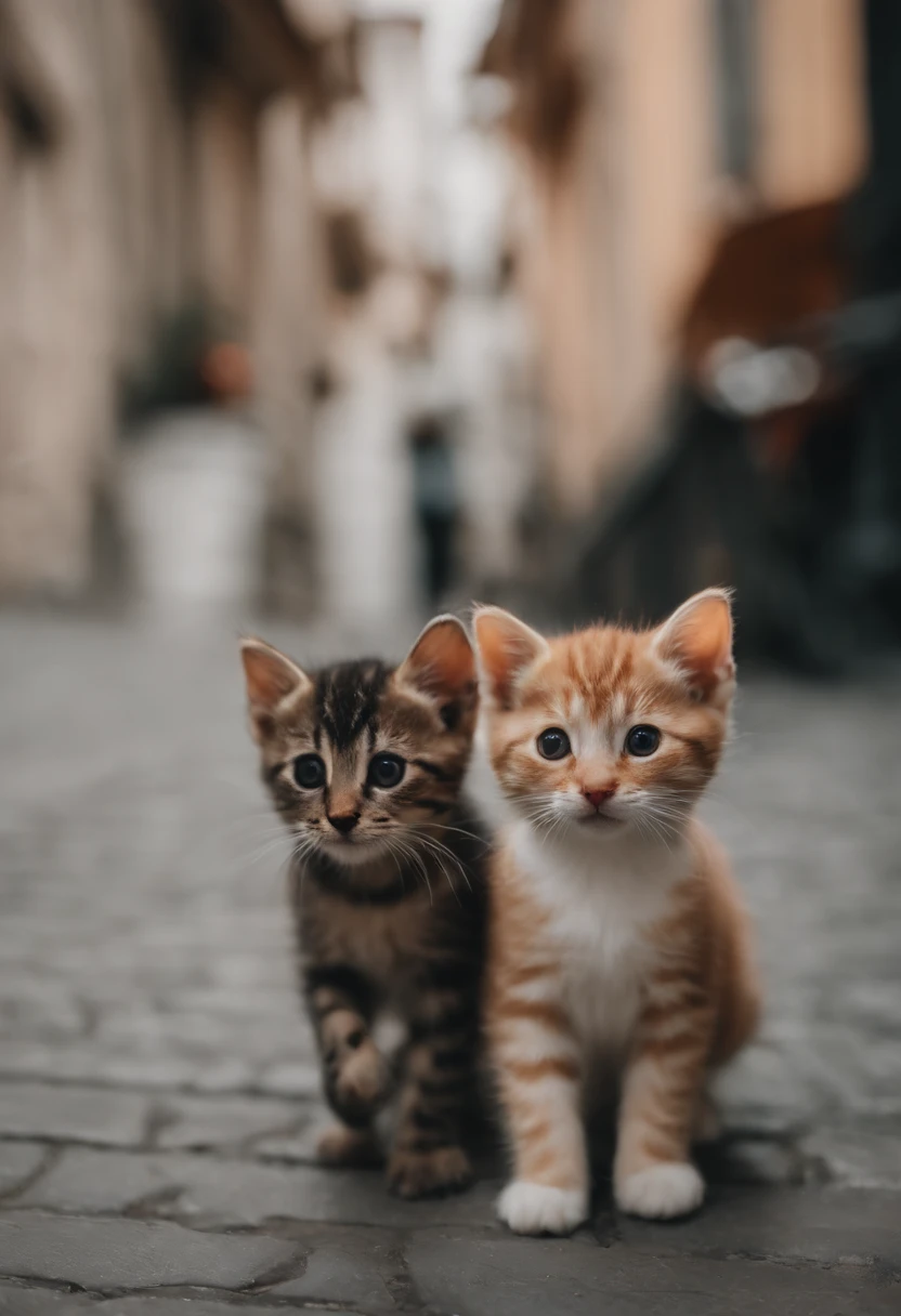I have two little kittens, a cute little cat, cute kittens, Cutest, Incredibly cute, Adorable and cute, And cute and lovely. They are walking down the street with backpacks, Walking together, commute, Proudly walk down the street, And the cat  walking. They are cute in the style of 🍂 and 🍁, Adorable and cute, Cute and adorable, oh, nice and cute. They are known as real-life Tom and Jerry.