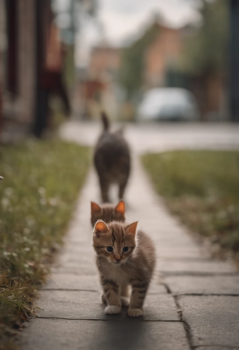 I have two little kittens, a cute little cat, cute kittens, Cutest, Incredibly cute, Adorable and cute, And cute and lovely. They are walking down the street with backpacks, Walking together, commute, Proudly walk down the street, And the cat  walking. They are cute in the style of 🍂 and 🍁, Adorable and cute, Cute and adorable, oh, nice and cute. They are known as real-life Tom and Jerry.