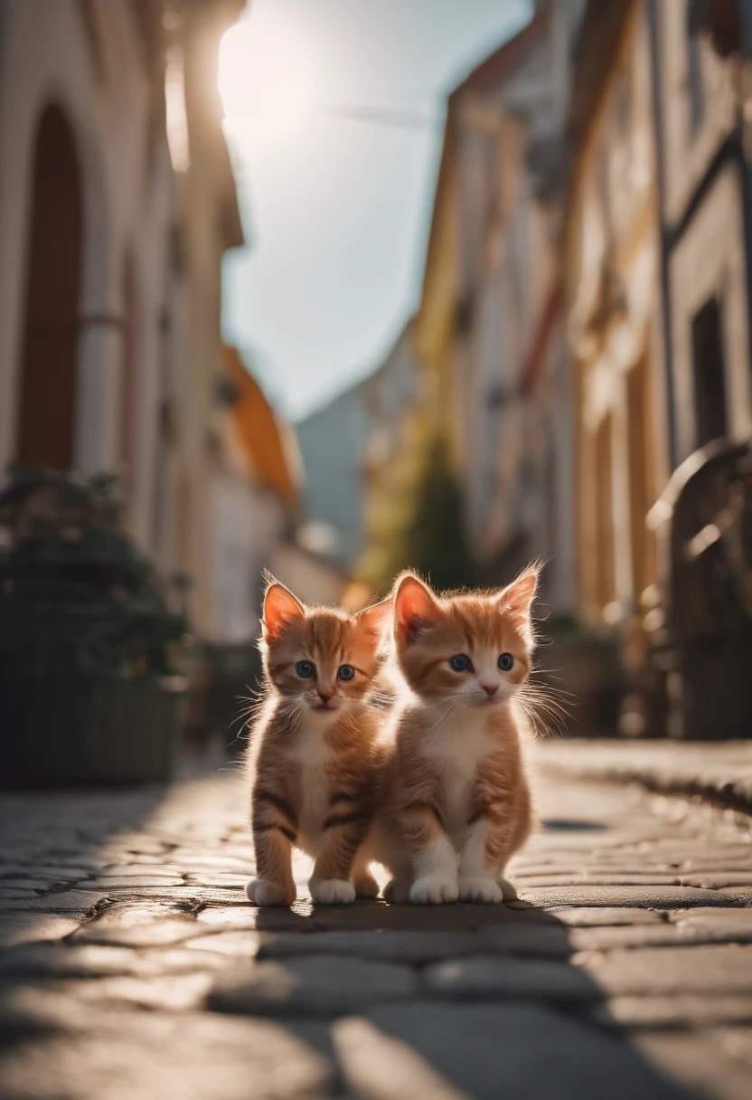 I have two  kittens, a cute little cat, cute kittens, Cutest, Incredibly cute, Adorable and cute, And cute and lovely. They are walking down the street with backpacks, Walking together, commute, Proudly walk down the street, And the cat  walking. They are cute in the style of 🍂 and 🍁, Adorable and cute, Cute and adorable, oh, nice and cute. They are known as real-life Tom and Jerry.