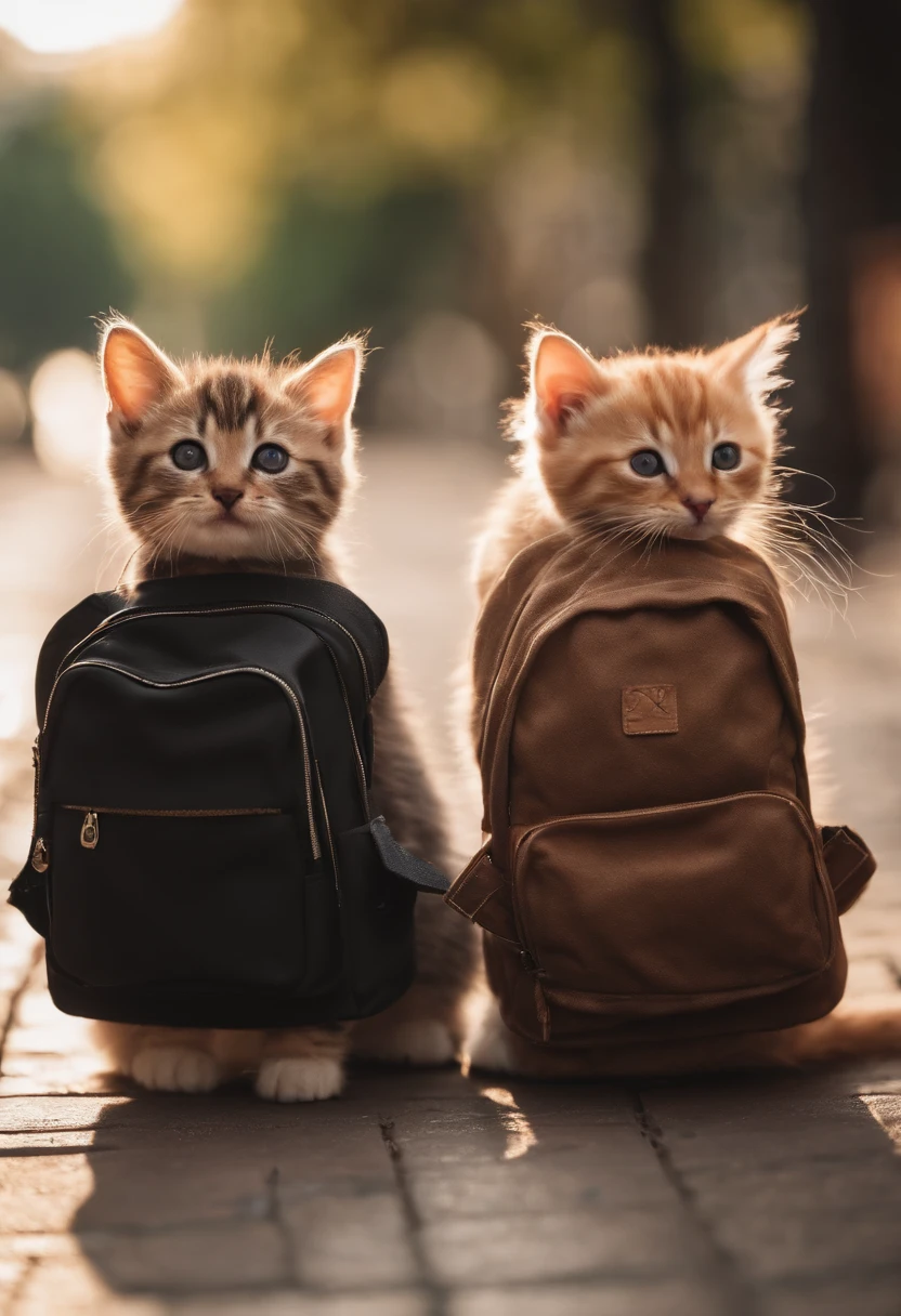 I have two kittens, a cute little cat, cute kittens, Cutest, Incredibly cute, Adorable and cute, And cute and lovely. They are walking down the street with backpacks, Walking together, commute, Proudly walk down the street, And the cat walking. They are cute in the style of 🍂 and 🍁, Adorable and cute, Cute and adorable, oh, nice and cute. They are known as real-life Tom and Jerry.