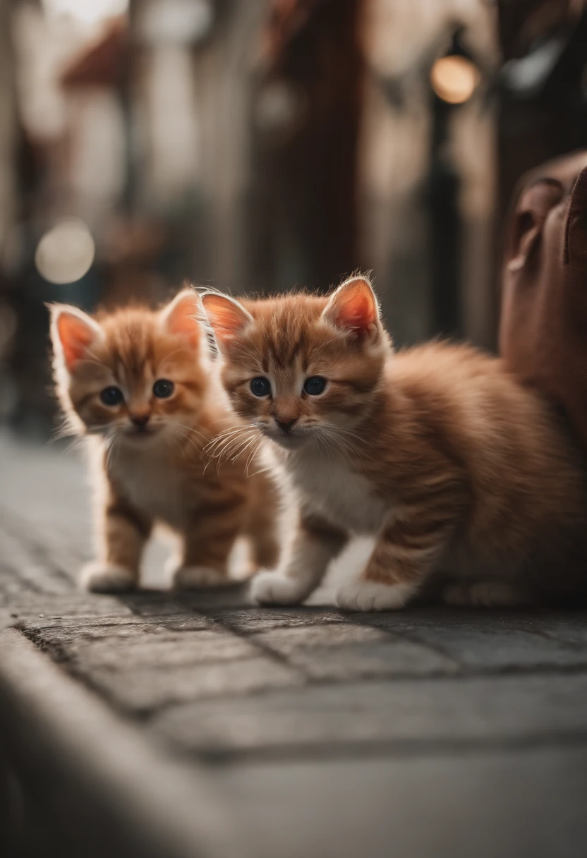 I have two little kittens, a cute little cat, cute kittens, Cutest, Incredibly cute, Adorable and cute, And cute and lovely. They are walking down the street with backpacks, Walking together, commute, Proudly walk down the street, And the cat  walking. They are cute in the style of 🍂 and 🍁, Adorable and cute, Cute and adorable, oh, nice and cute. They are known as real-life Tom and Jerry.