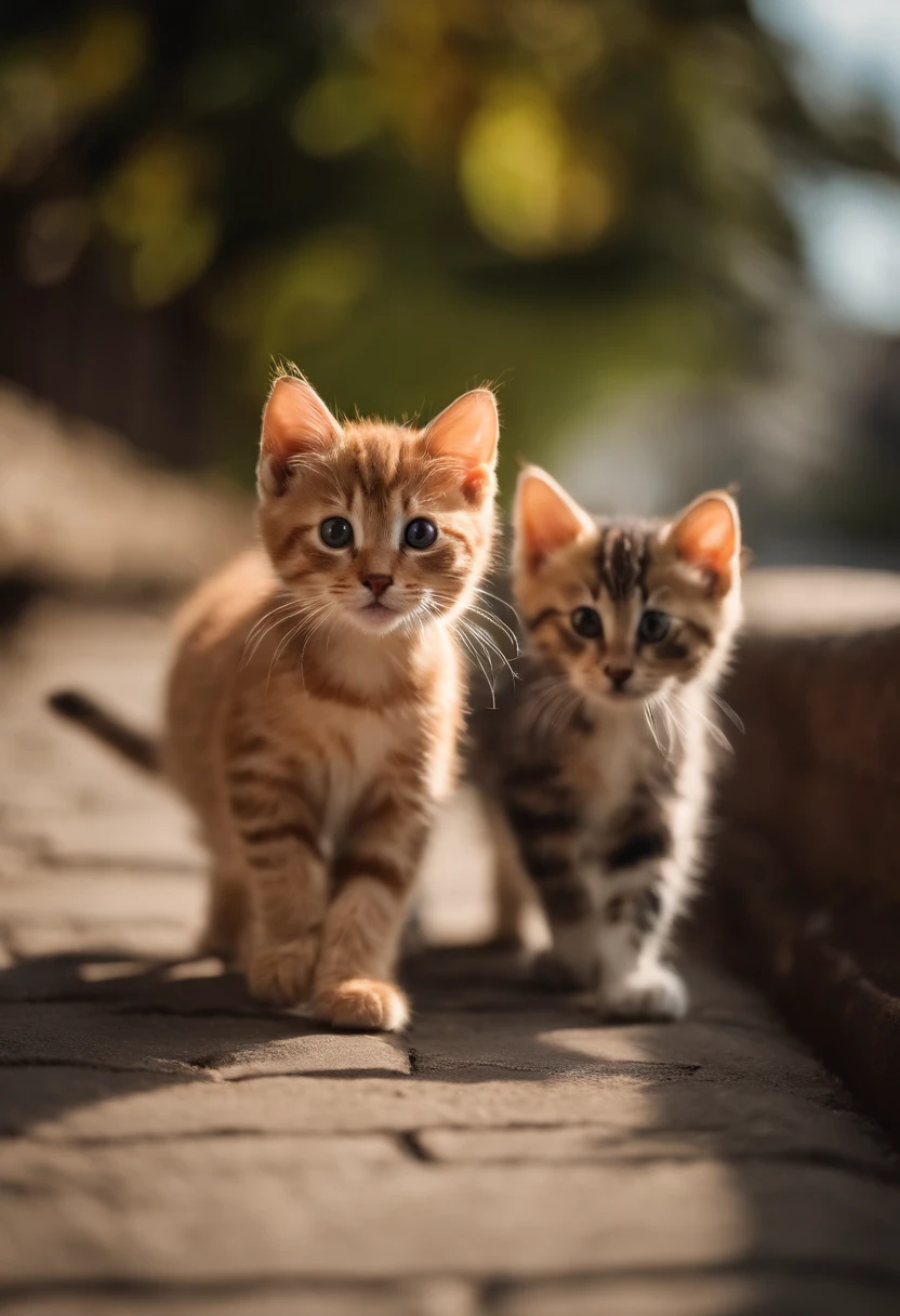 I have two little kittens, a cute little cat, cute kittens, Cutest, Incredibly cute, Adorable and cute, And cute and lovely. They are walking down the street with backpacks, Walking together, commute, Proudly walk down the street, And the cat walking. They are cute in the style of 🍂 and 🍁, Adorable and cute, Cute and adorable, oh, nice and cute. They are known as real-life Tom and Jerry.