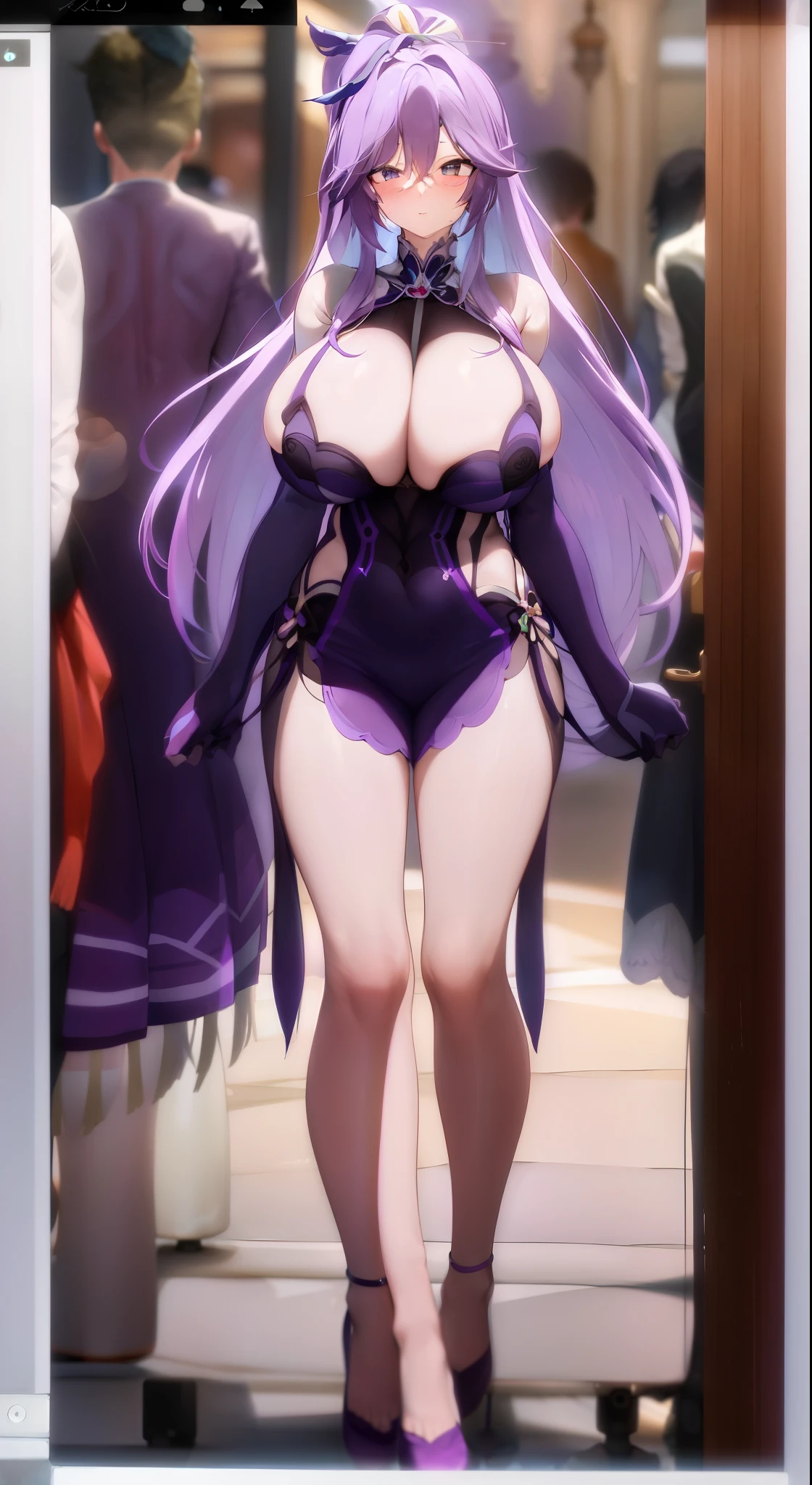 Gorgeous purple hair，age wife，Big breasts，Real-time 2D images