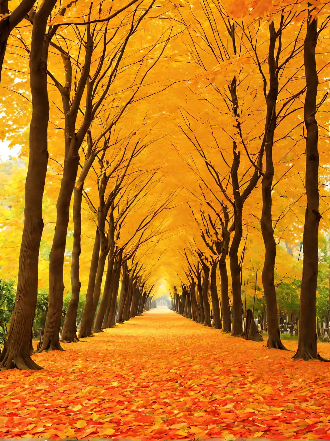 Fallen leaves in autumn are a moving poem,they dance in the air,like a golden butterfly,Slowly landing in the arms of Mother Earth。The colors of fallen leaves are rich and deep,From bright gold to warm orange,to dark brown,they are intertwined,Covering the autumn earth with a gorgeous carpet。