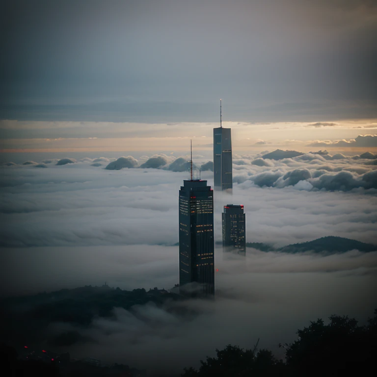 City , with scary fog