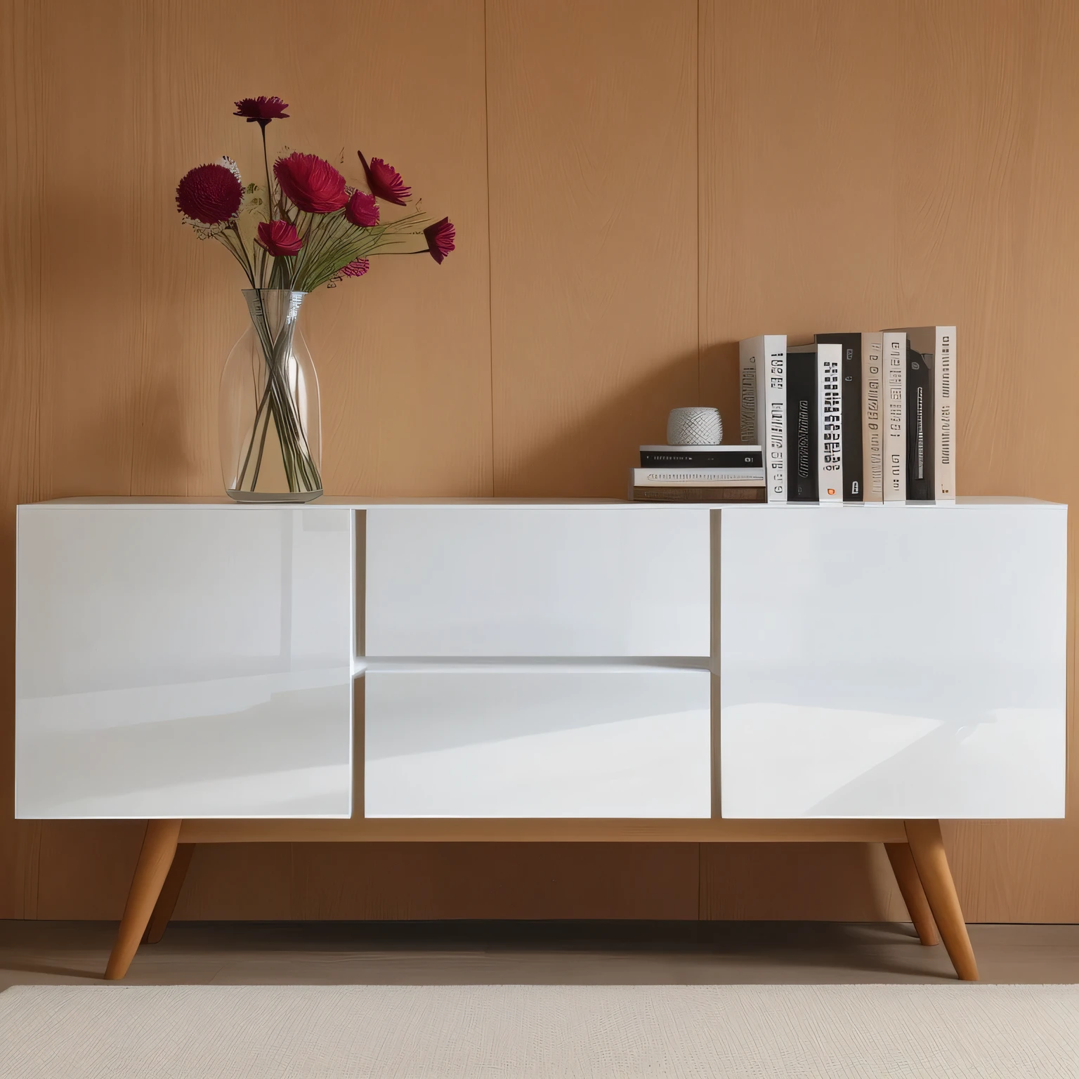 There a white cabinet,There a vase of flowers on it, cupboard家具, designer furniture, furniture, wooden cabinet, modern gallery furniture, style furniture, comfort, Rectangular white porcelain table, Furniture design, mid century modern家具, white furniture, cupboard, mid century modern, elegant furniture, wood cupboard, luxury furniture, the comfort tall and imposing