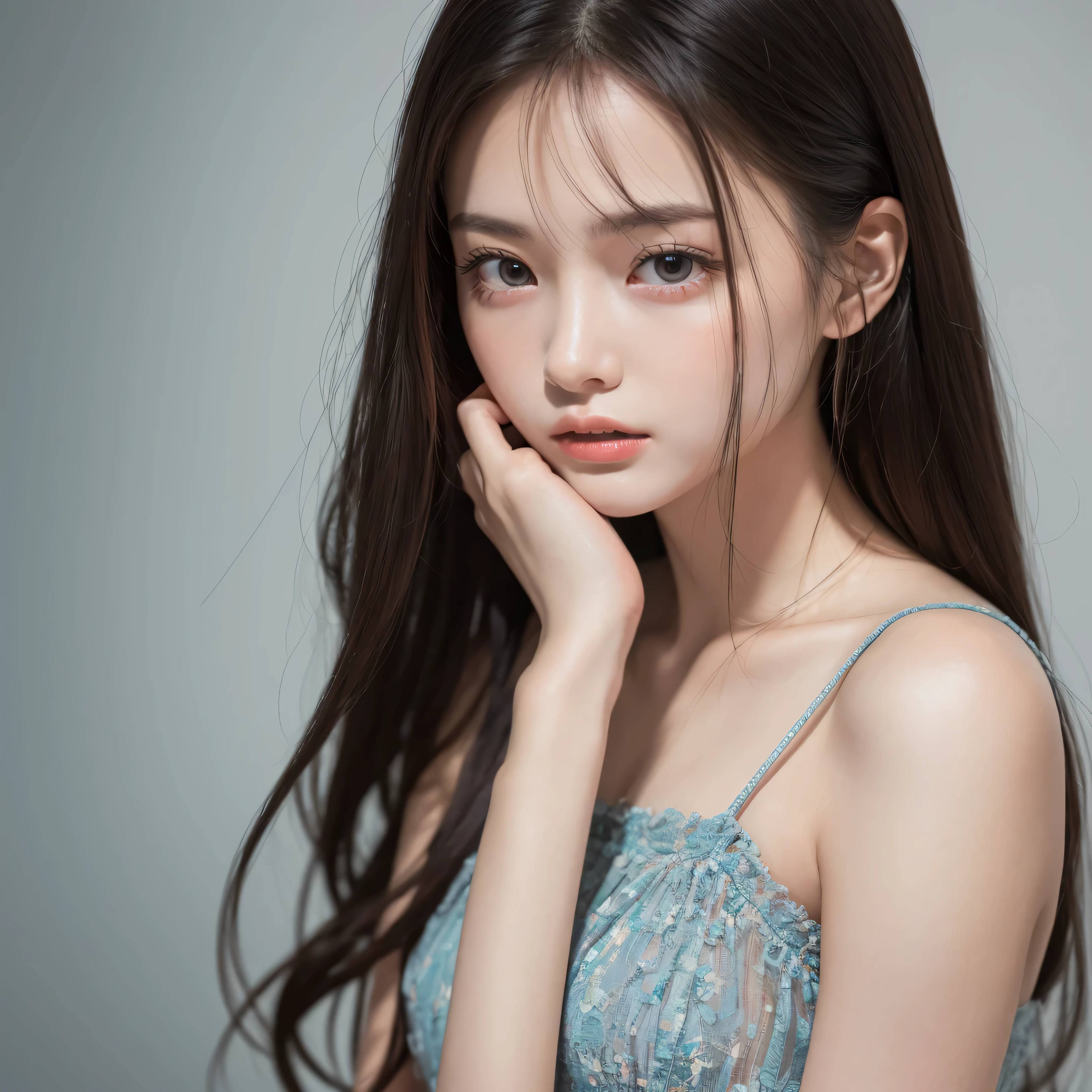 8k、RAW photo、highest quality、highly detailed pictures、Life-size、Attention to detail on the slim body、eye for extreme detail、super detail face、super detail hair、((1 girl))