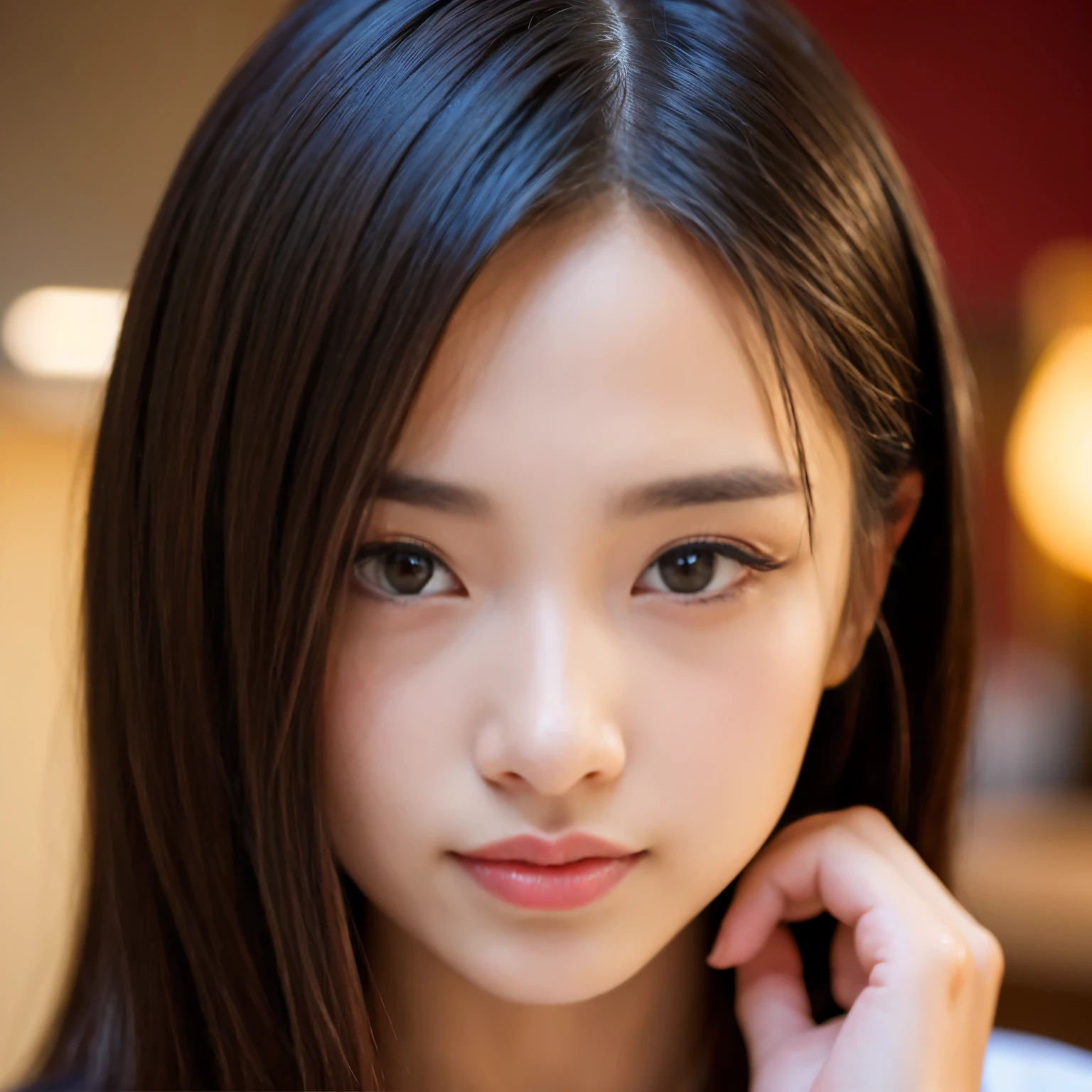 (Best-quality, Masterpiece, Ultra-High-Resolution, (Photorealistic:1.4), Raw-Photo, Extremely-Details, Perfect-Anatomy), 1girl, -yeld, thost popular Japanese idol, (portrait, face-focus, close-up of face), extremely cute face like a most famous Japanese idol, extremely beautiful big-black-eyes, extremely beautiful long-haired, extremely beautiful and extremely realistic skins, extremely beautiful lips, extremely beautiful long-eyelashes, (((feeling surprisingly-sexually-excited, feeling amazing-sexual-pleasure)))
