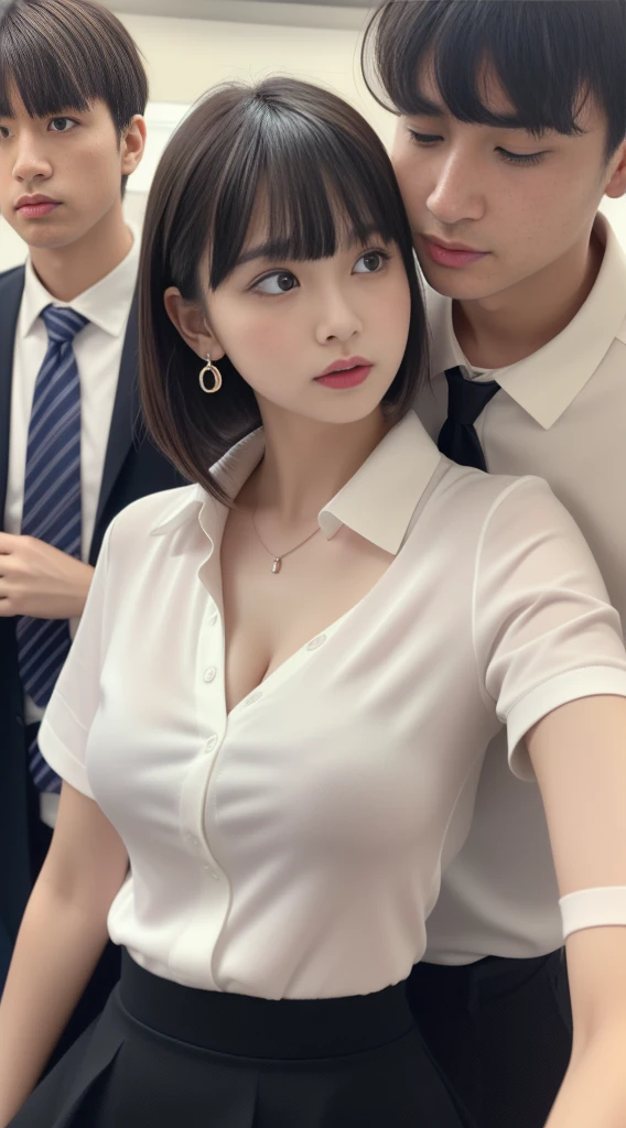 (8K、Raw photography、top-quality、masterpiece:1.2)、(realisitic、Photorealsitic:1.37)、ultra-detailliert、超A high resolution、Only one 13 year old girl、see the beholder、beautifull detailed face、A smile、There are dark spots under the eyes、lightly blushed face、Beautiful face、Constriction、(Slim waist) :1.3)、short-hair、Beautiful detailed skin、Skin Texture、floated hair、profetional lighting、Moist eyes、,NSFW,The pubic area is detailed、fullnude、Cute junior high school student、 Face like an idol、On the train、 Trem lotado、Being raped、molesting、Several men、(Having sex while being held from the side by a man in a suit:1.5)、(cum shots :1.5)、Side view、(((tmasterpiece))), ((best qualtiy)), ((intricate detailes)), ((Ultra-realistic realism)), The nipple is visible、Eyes open、mouth is open、embarrassed from、astonished face、surprised expression、Bello is out、Spread your legs apart、Opening legs、Spread your、You can clearly see the depths of your pussy.、The clitoris is visible、expand pussy、hold a man's cock in your hand