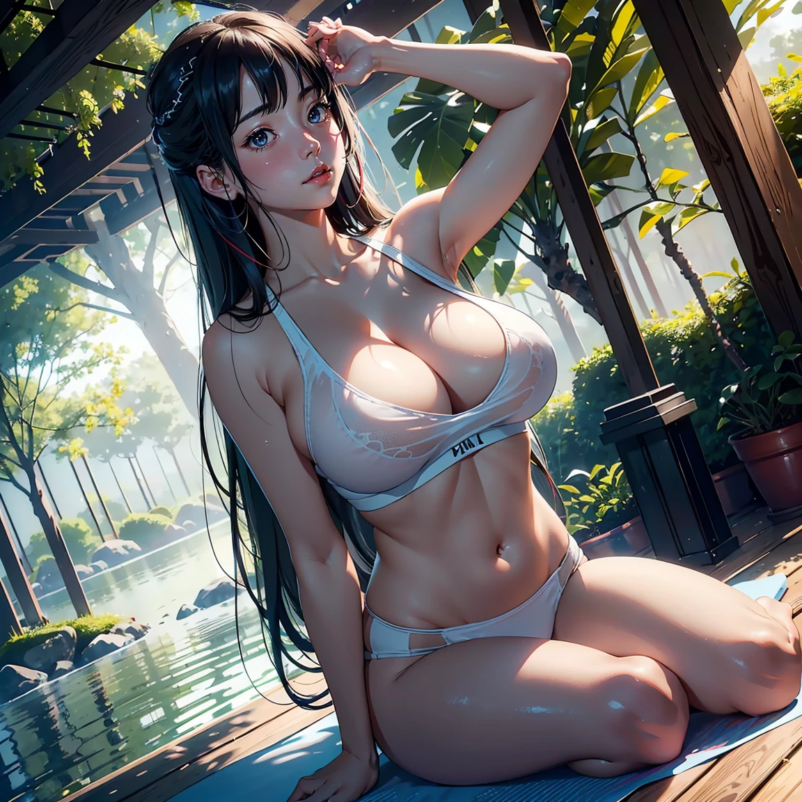 (highest quality,high resolution,(Ultra high fine mesh,4K), (ultra high resolution,8K),muste piece:1.2), (perfect anatomy,anatomically accurate), girl doing yoga, peaceful and calm background, beautiful and fine eyes, flowing long hair, yoga clothes, elegant pose, yoga poses, candle light nature, soft and gentle lighting, (very detailed and beautiful face), professional photography techniques, Bright colors, natural light, (very detailed and beautiful face), (large :1.3), mindfulness meditation